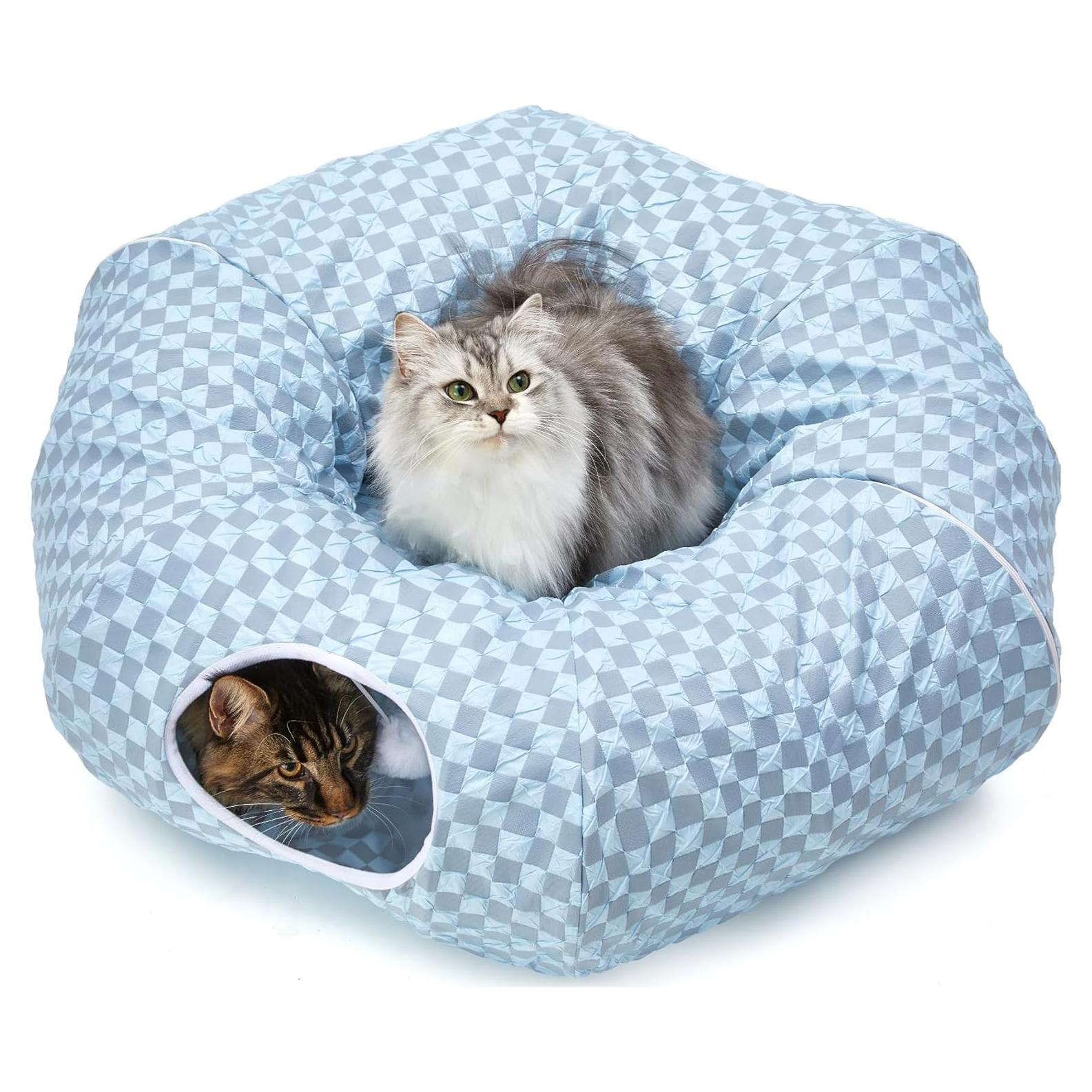 Cama túnel para gatos Bininl Donut 81.3x81.3cm Azul claro