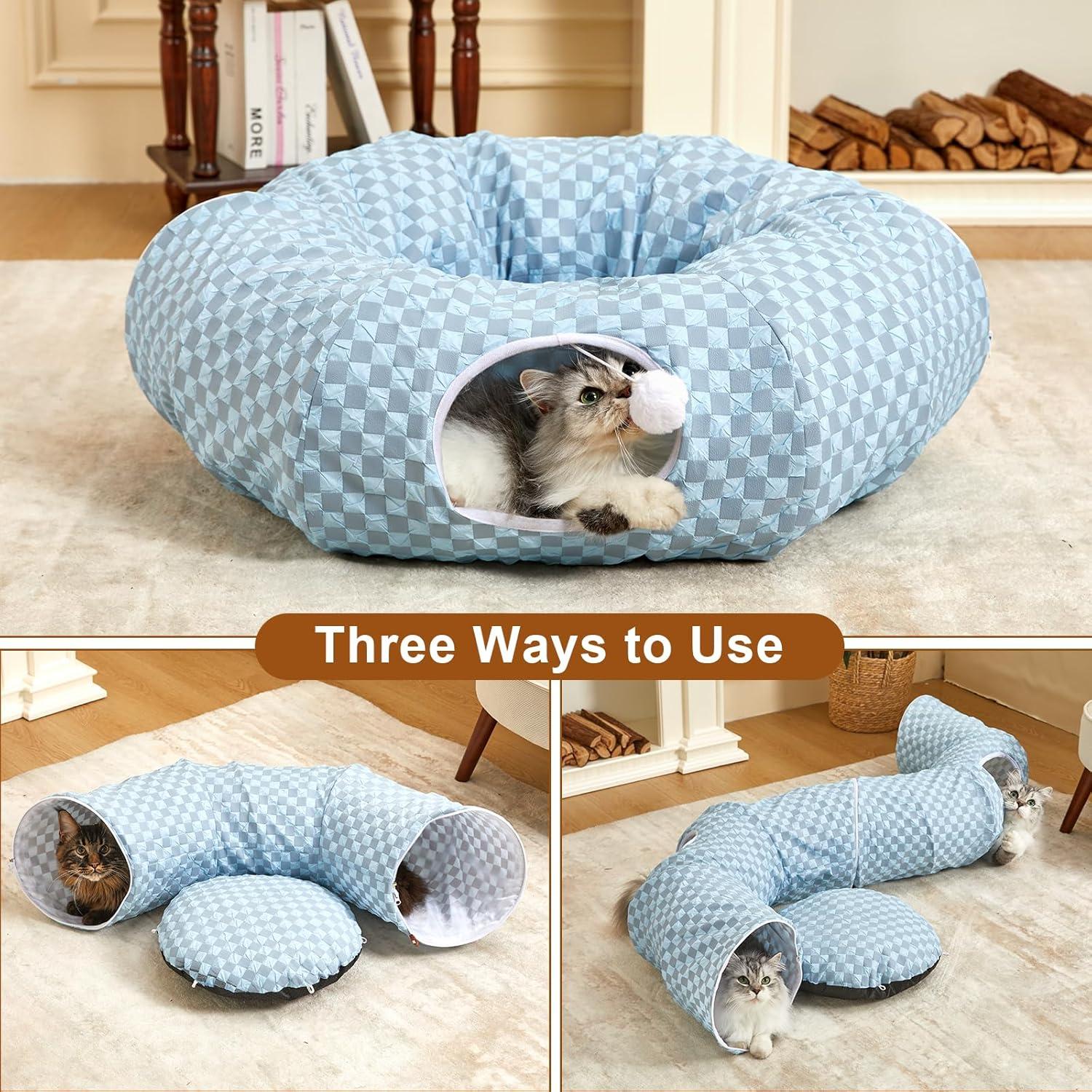 Cama túnel para gatos Bininl Donut 81.3x81.3cm Azul claro