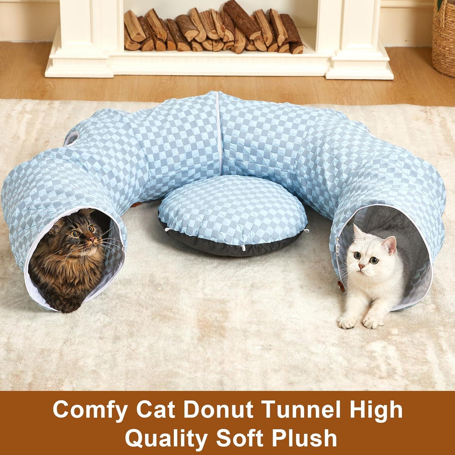 Cama túnel para gatos Bininl Donut 81.3x81.3cm Azul claro