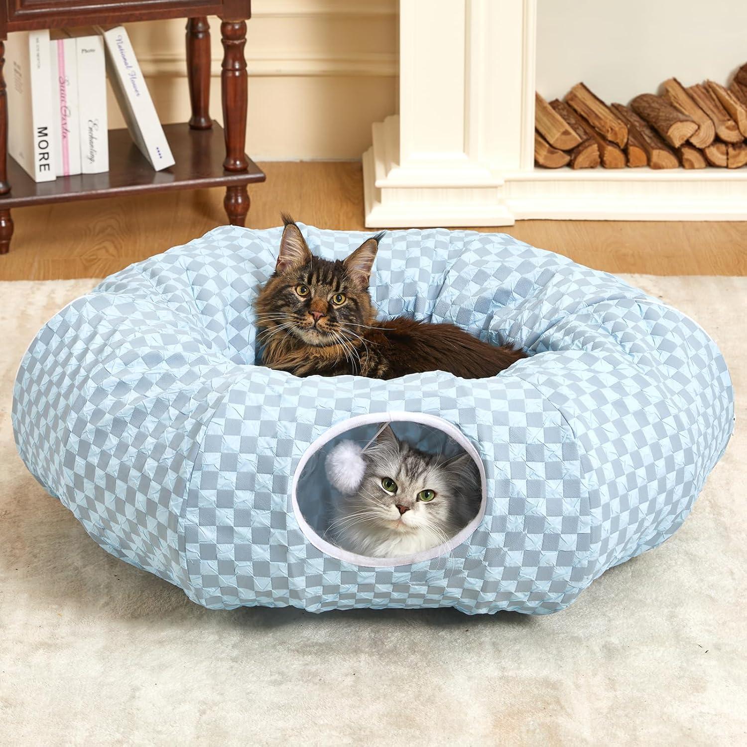 Cama túnel para gatos Bininl Donut 81.3x81.3cm Azul claro