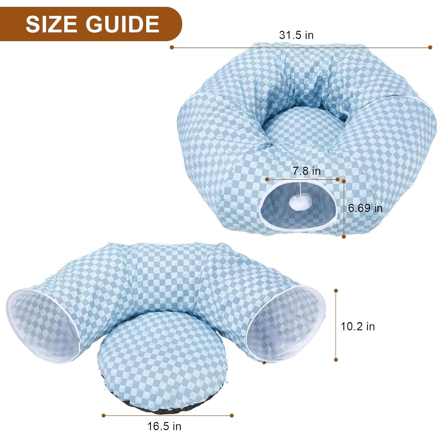 Cama túnel para gatos Bininl Donut 81.3x81.3cm Azul claro