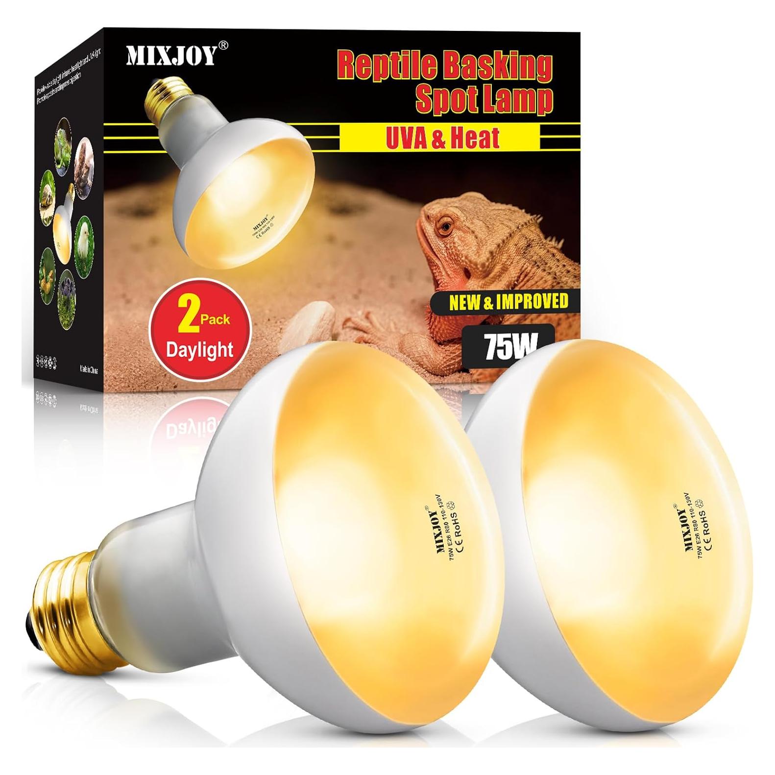 Bombillas de Calor para Reptiles MIXJOY 75W 2Pack UVA