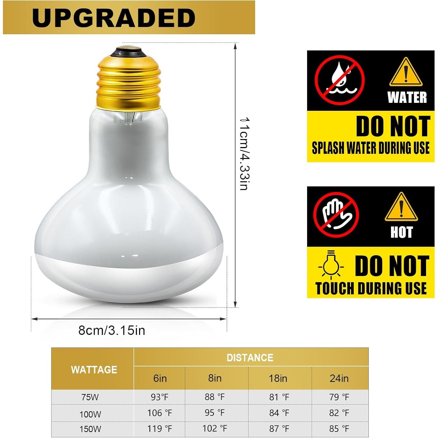 Bombillas de Calor para Reptiles MIXJOY 75W 2Pack UVA