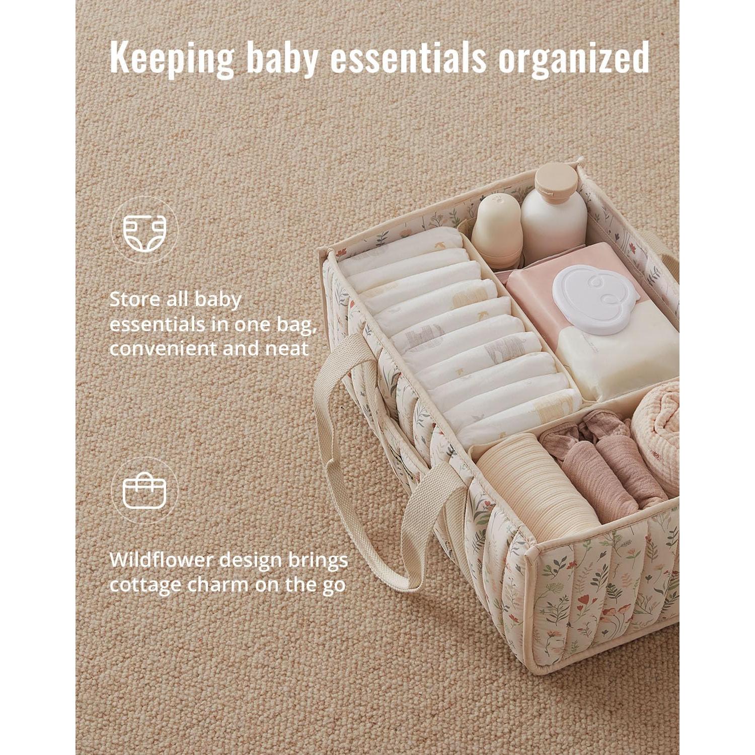 Cesta Organizadora de Pañales Blissful Diary Floral 25x38 cm