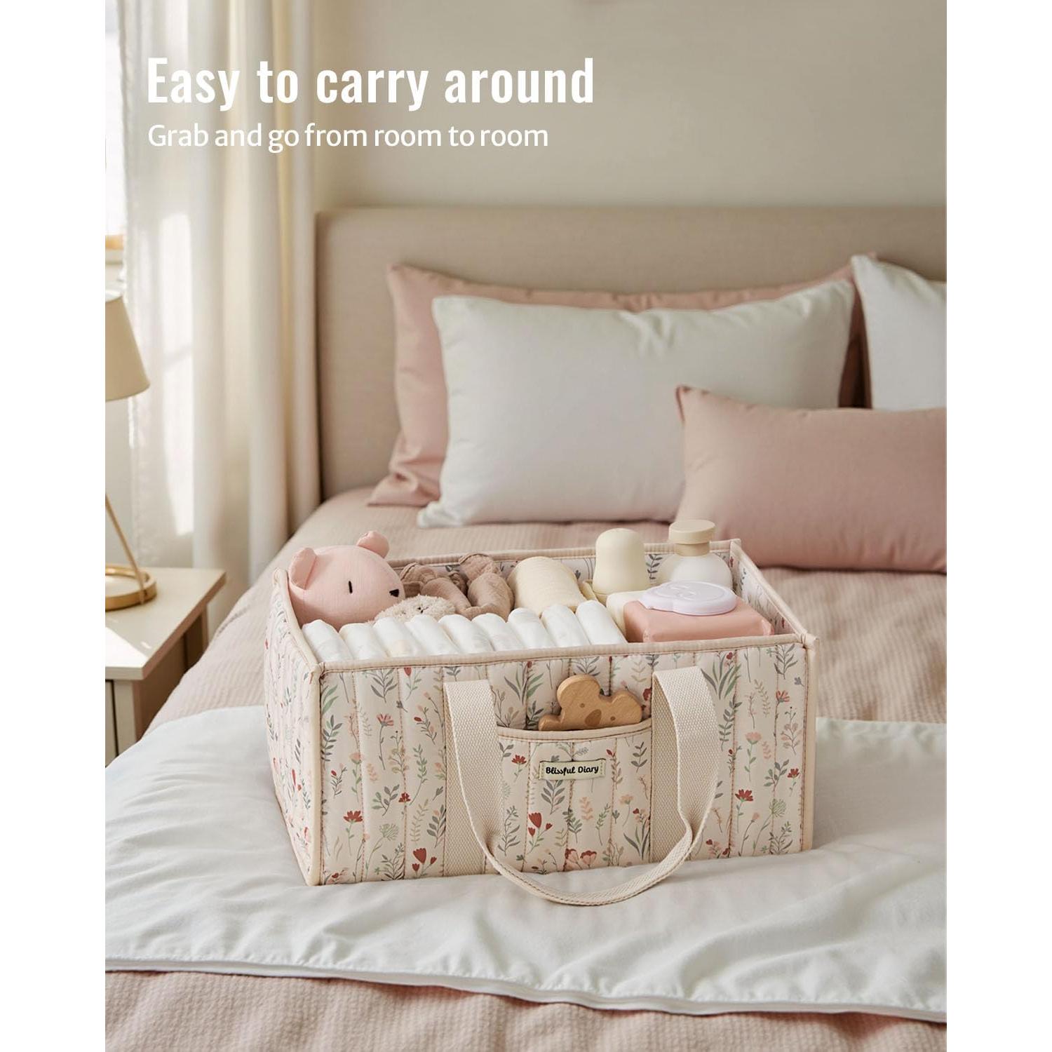 Cesta Organizadora de Pañales Blissful Diary Floral 25x38 cm