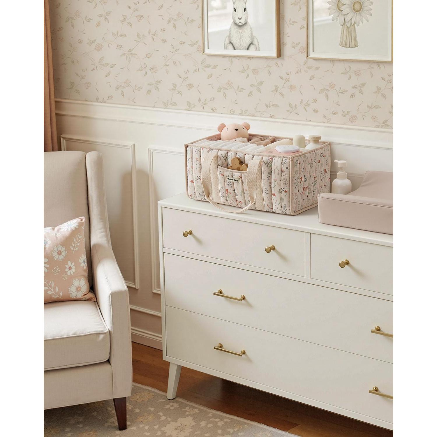 Cesta Organizadora de Pañales Blissful Diary Floral 25x38 cm