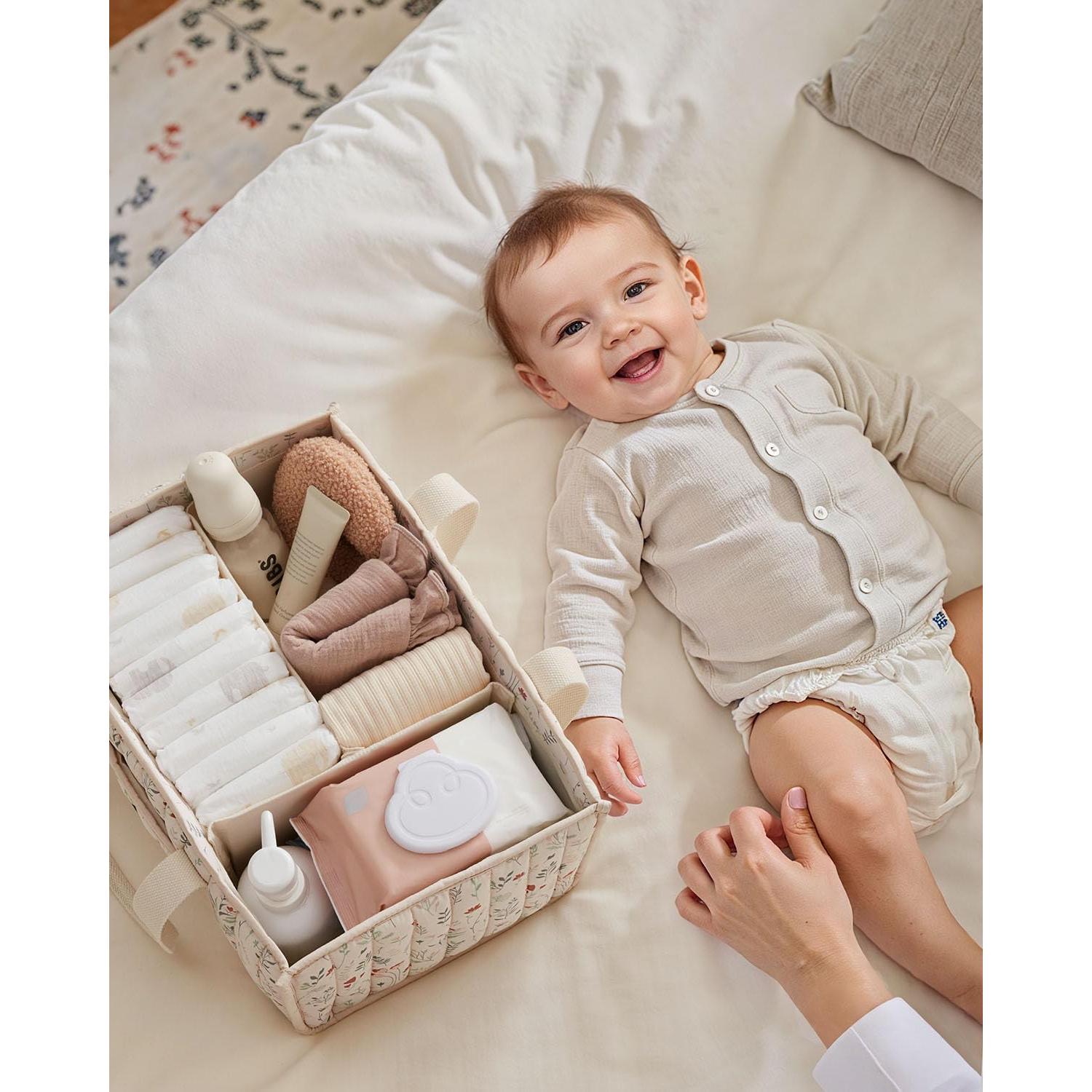 Cesta Organizadora de Pañales Blissful Diary Floral 25x38 cm