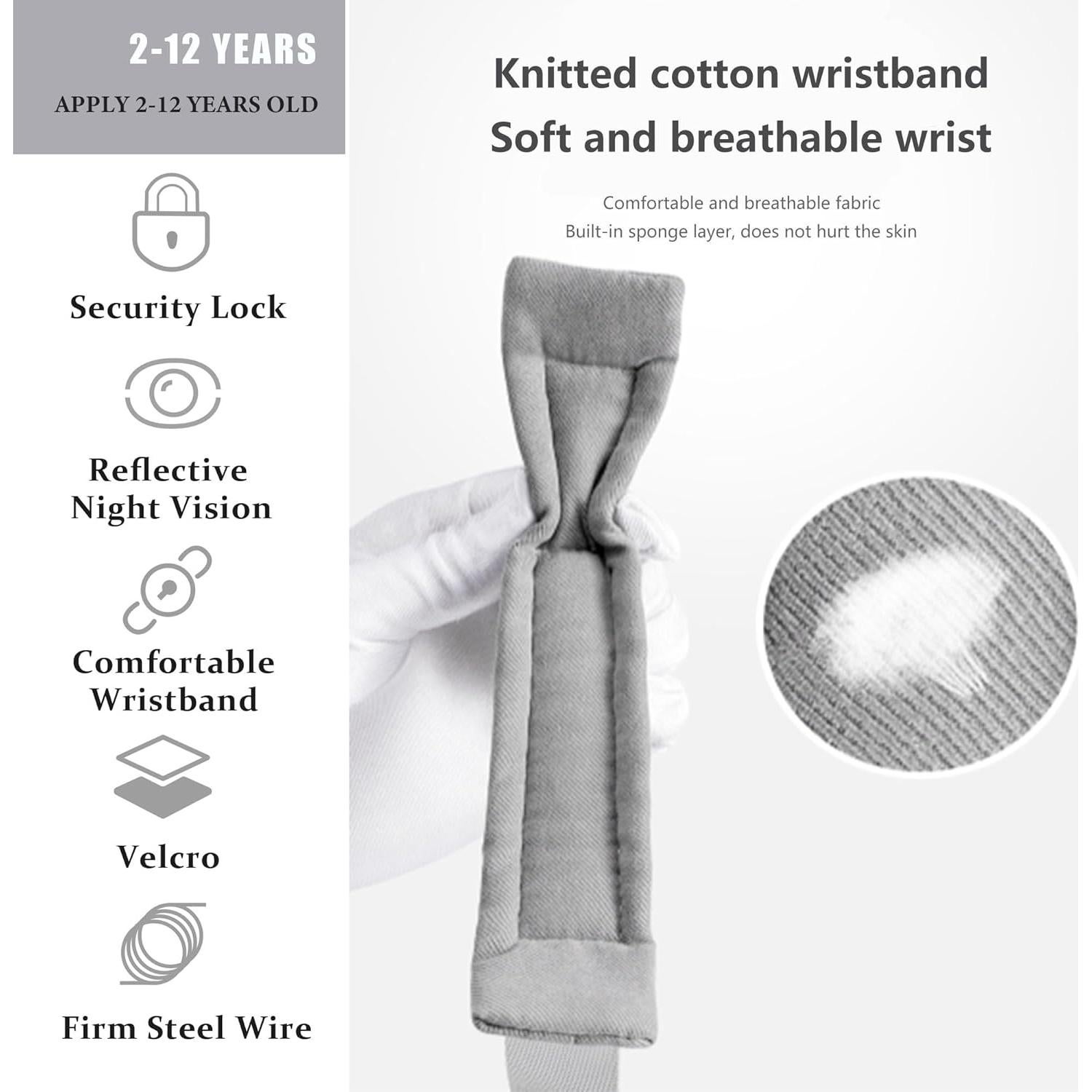 Correa Anti Perdida para Niños WSZCML 2m Ajustable Negro