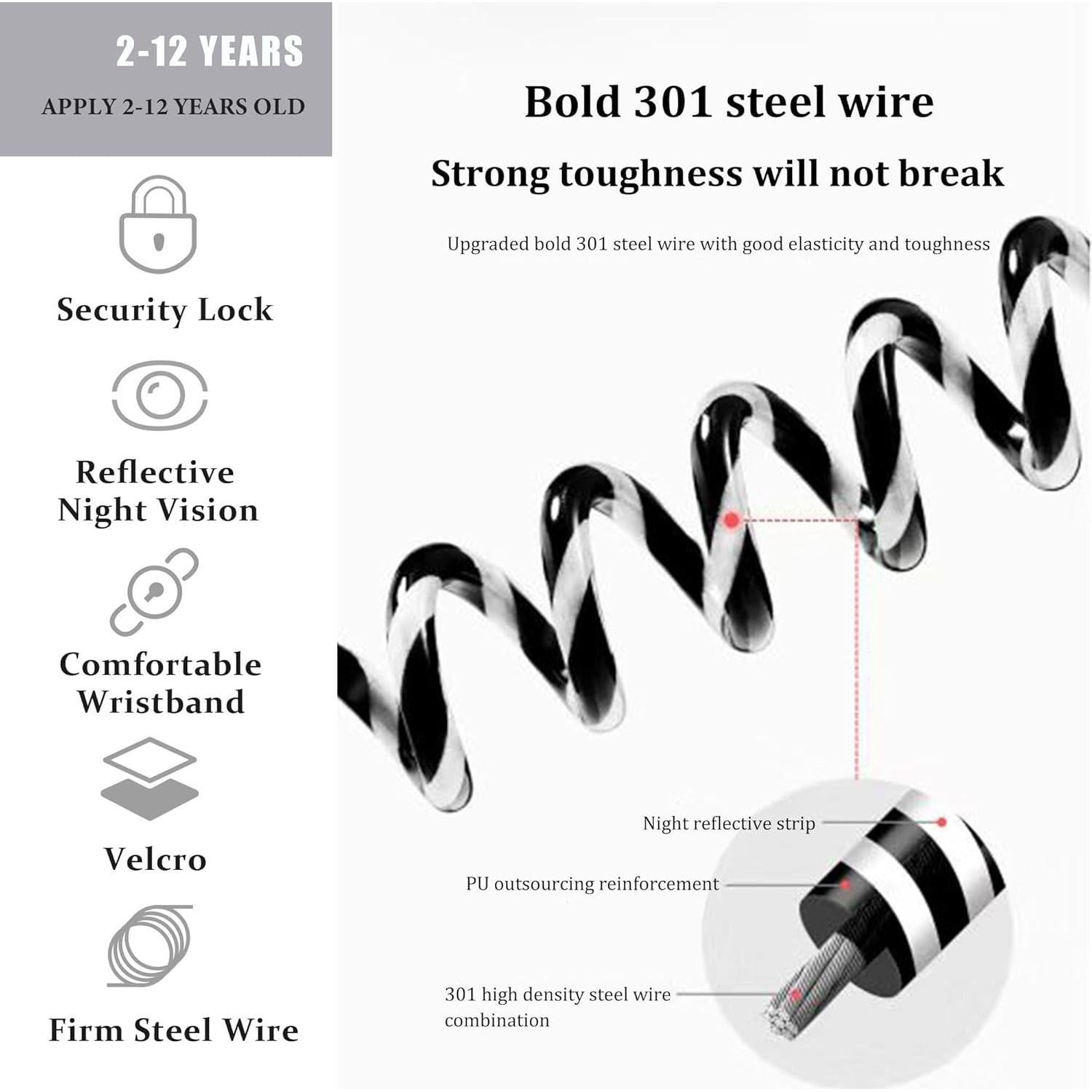 Correa Anti Perdida para Niños WSZCML 2m Ajustable Negro