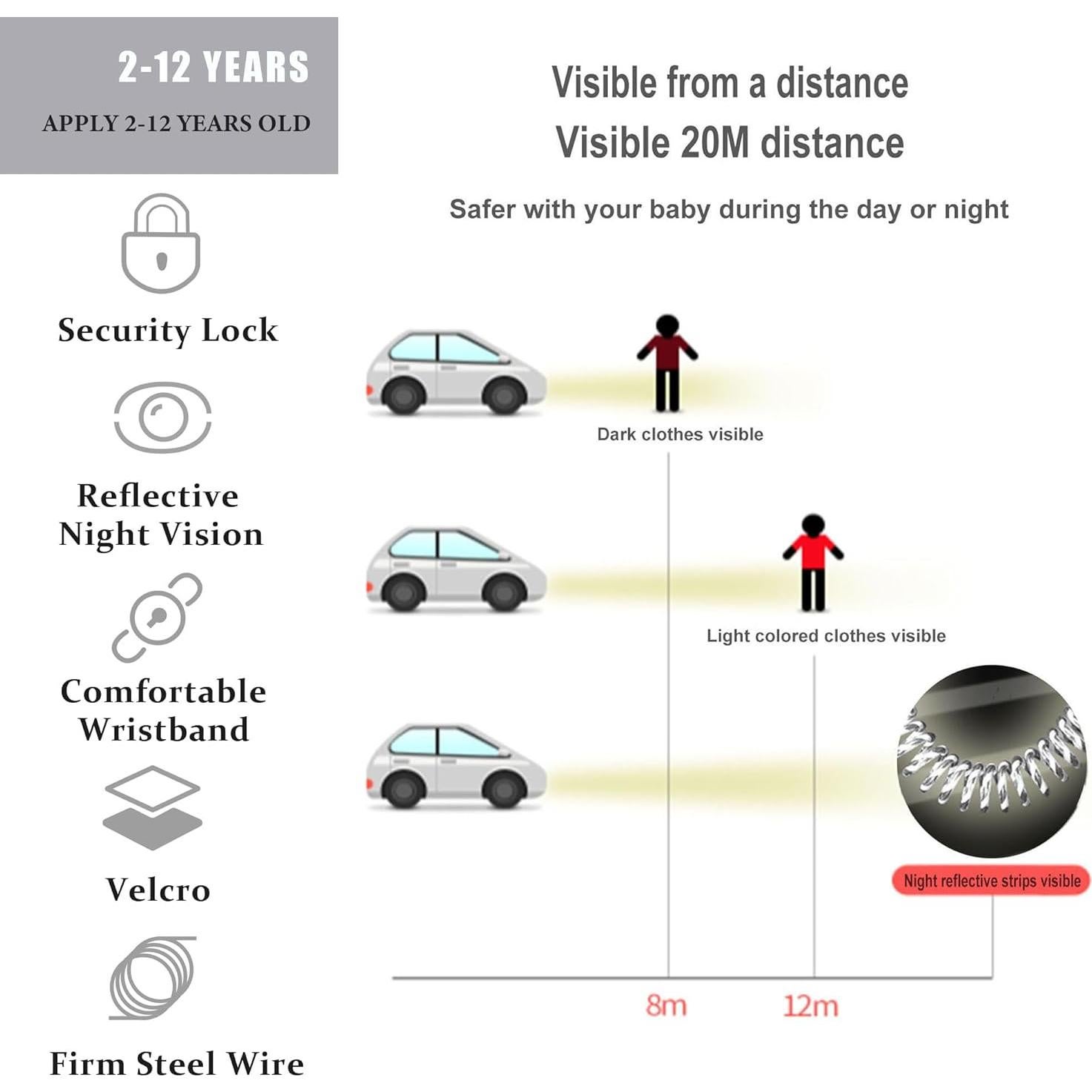 Correa Anti Perdida para Niños WSZCML 2m Ajustable Negro