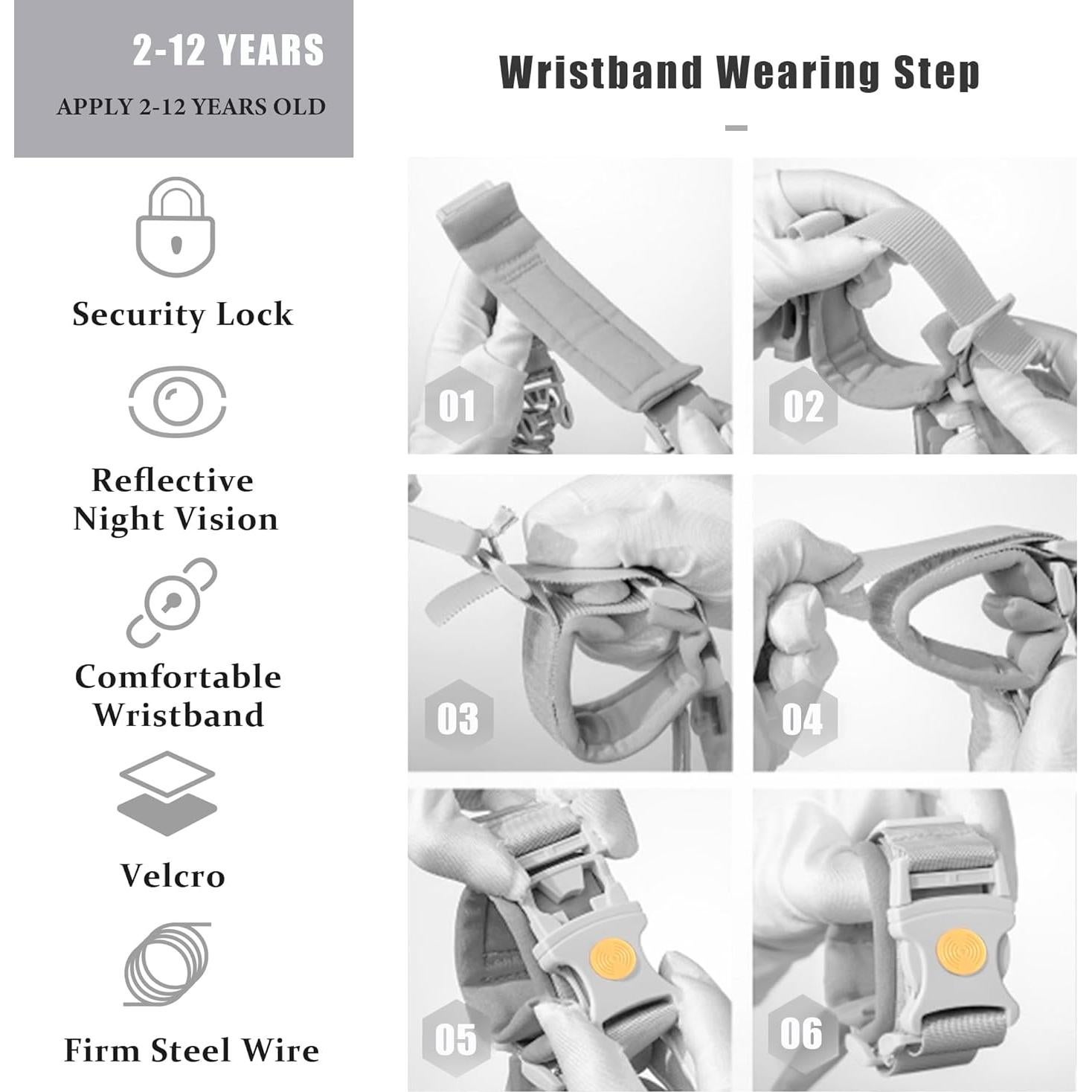 Correa Anti Perdida para Niños WSZCML 2m Ajustable Negro