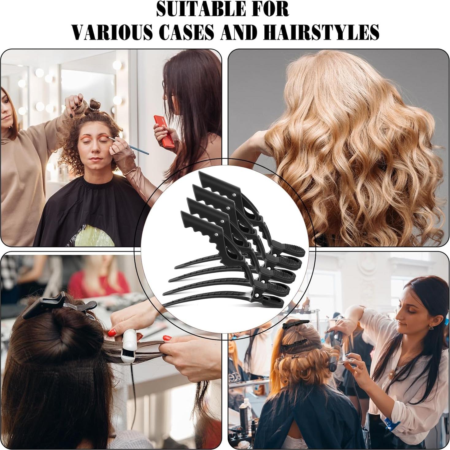 Havawish 12 Clips de Cocodrilo Antideslizantes para Cabello Negro