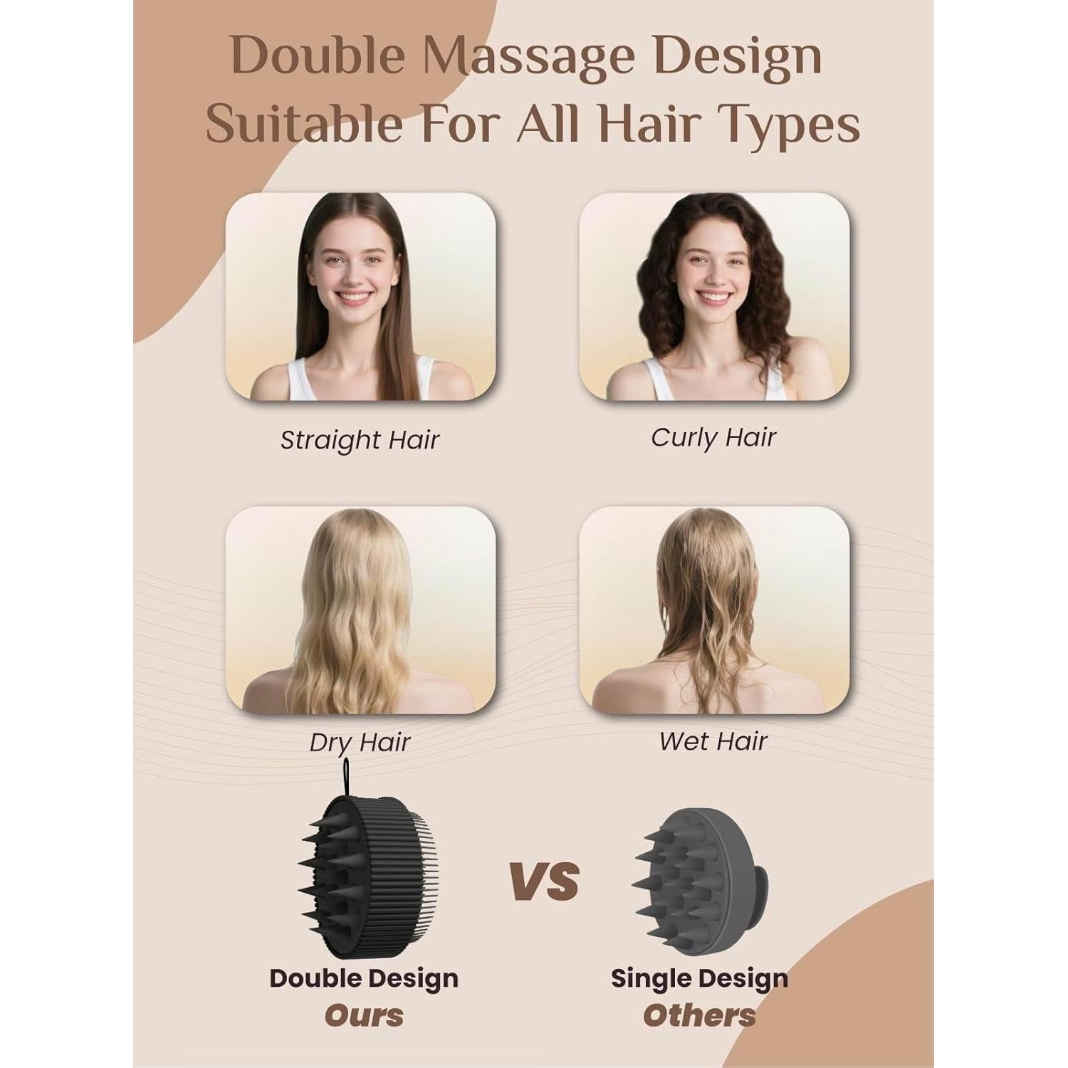 Masajeador de Cuero Cabelludo Rena Chris Negro - Estimula Crecimiento