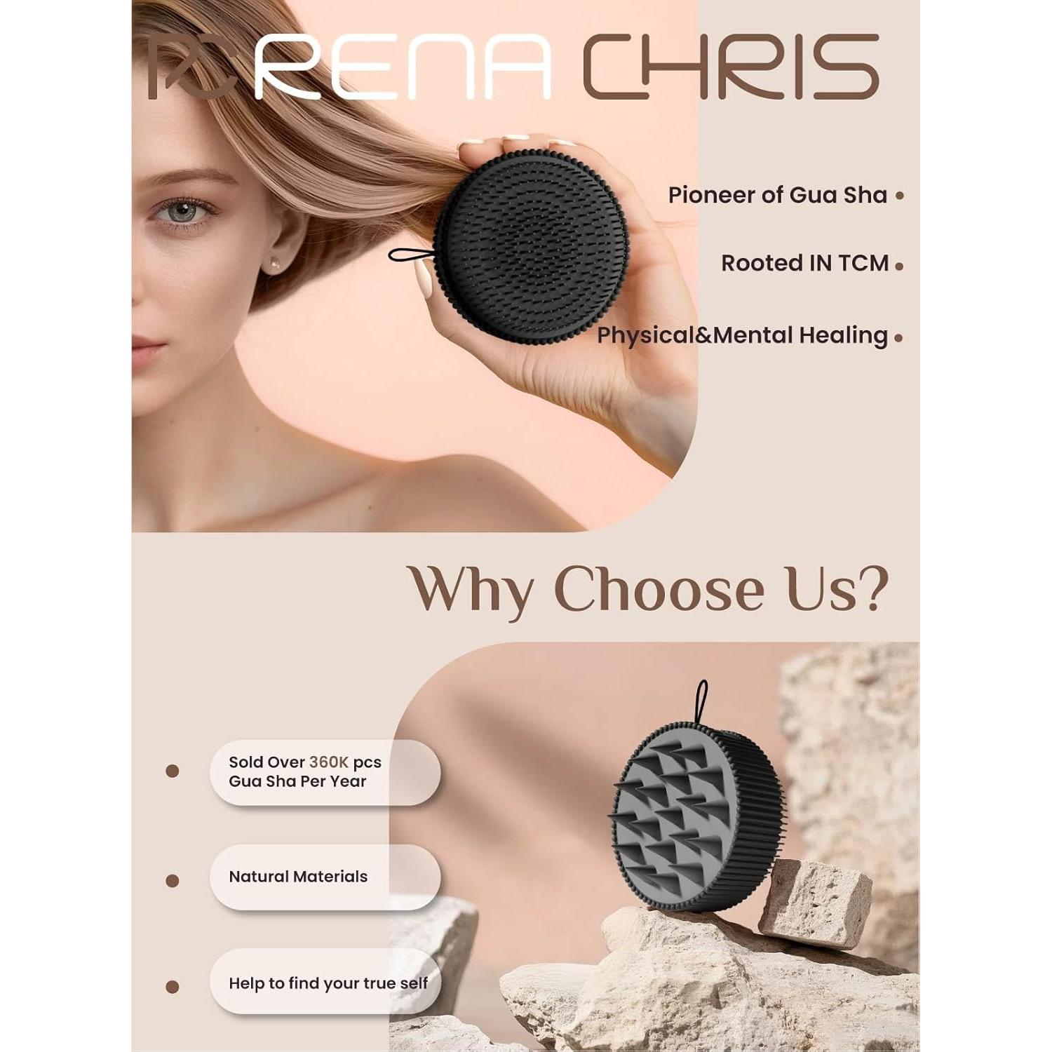 Masajeador de Cuero Cabelludo Rena Chris Negro - Estimula Crecimiento