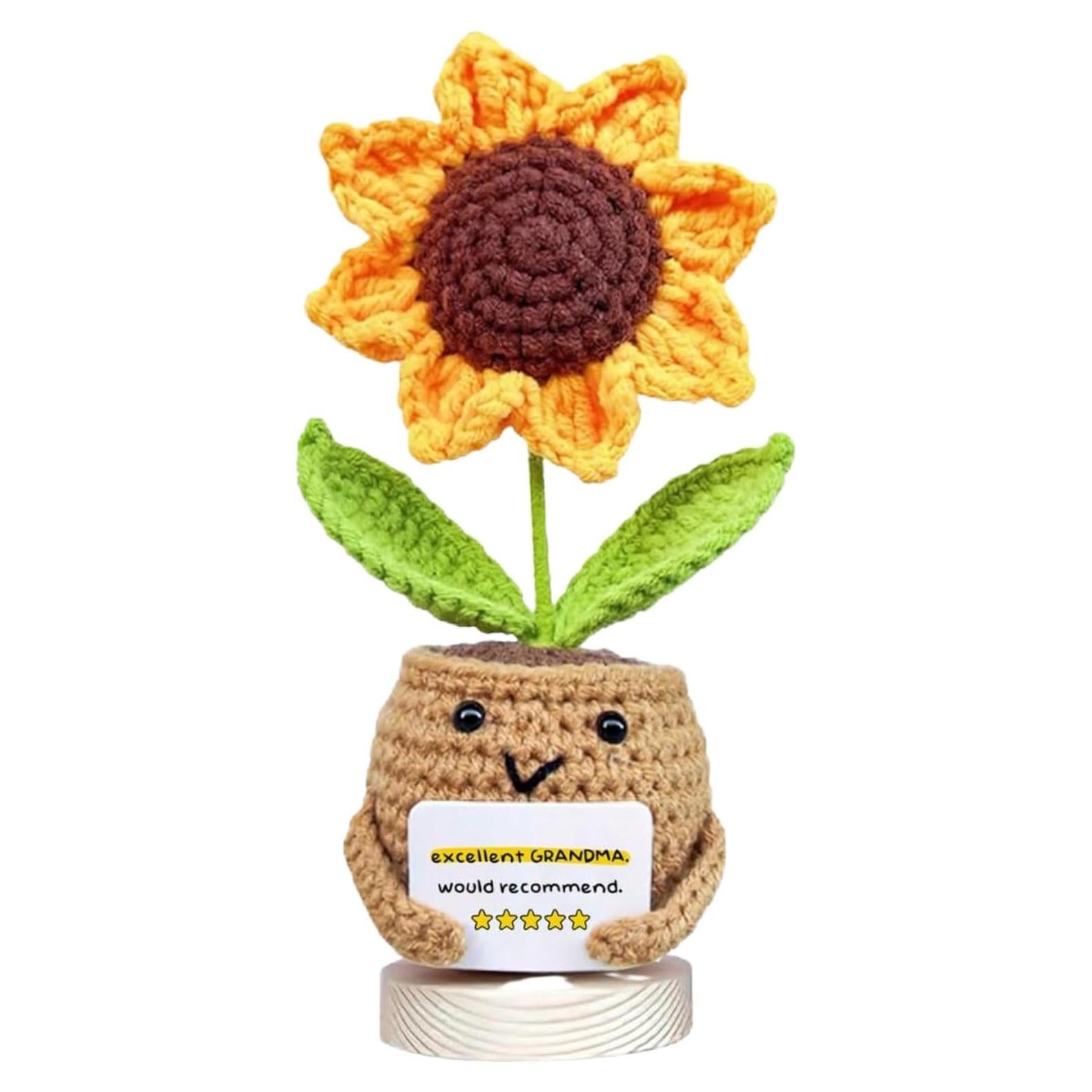 Muñeca de Girasol Positiva de Crochet Gossby - Regalo para Abuela