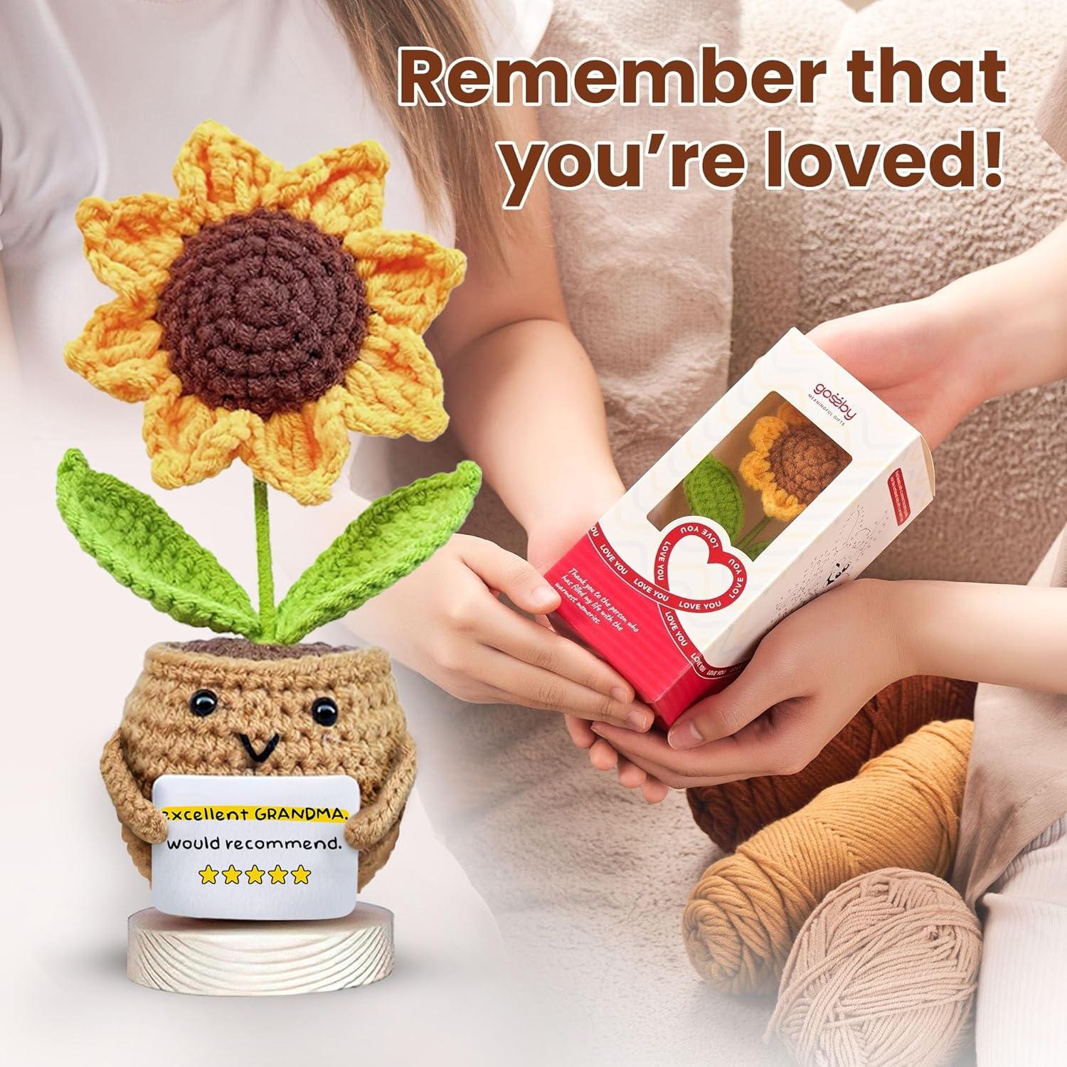 Muñeca de Girasol Positiva de Crochet Gossby - Regalo para Abuela