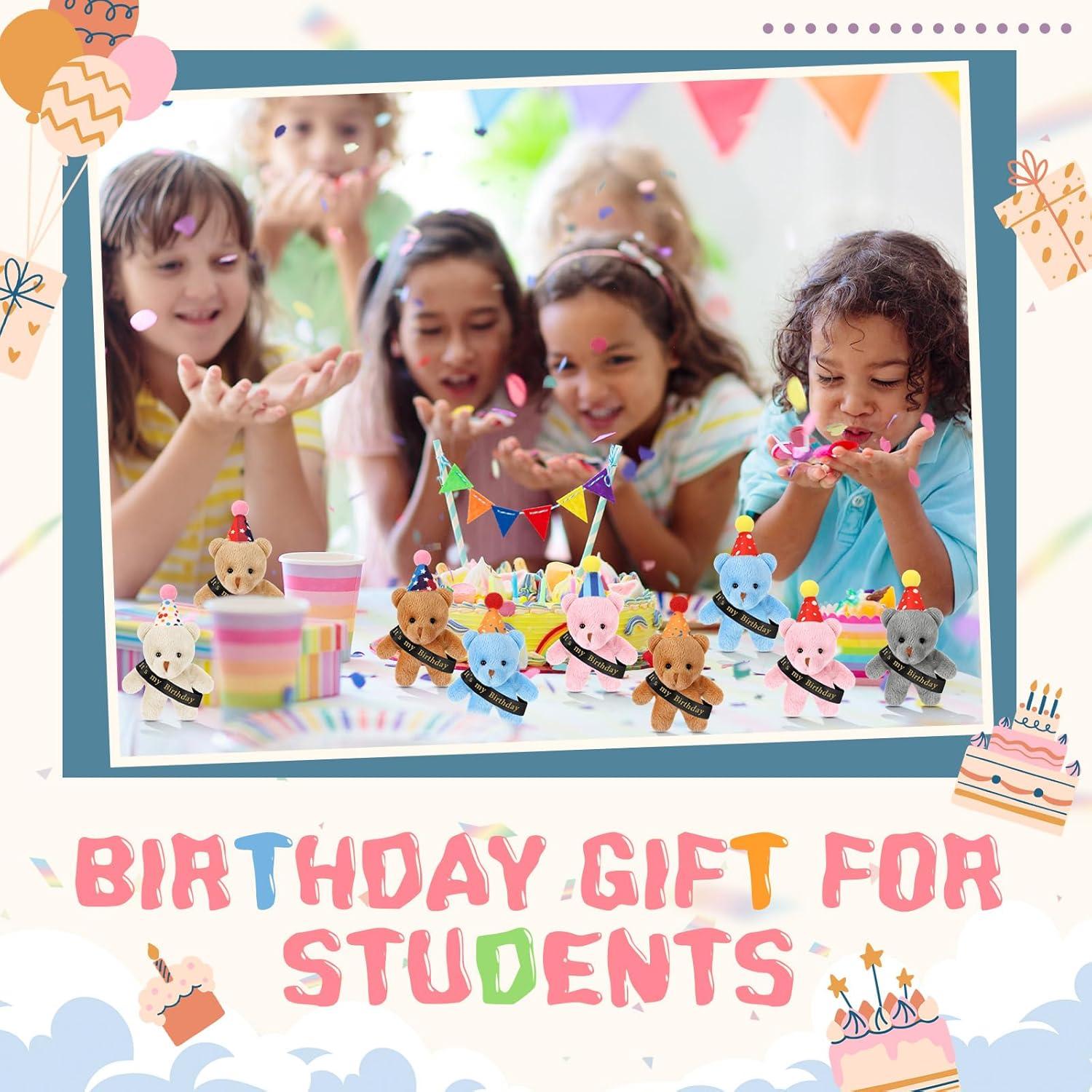 24 Ositos de Peluche Miniatura de Cumpleaños Blueweenly