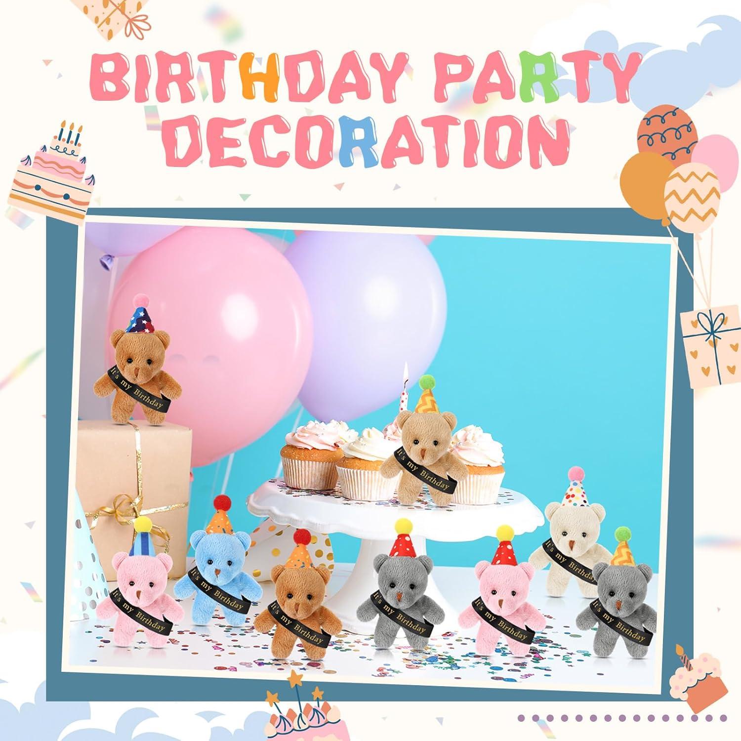 24 Ositos de Peluche Miniatura de Cumpleaños Blueweenly
