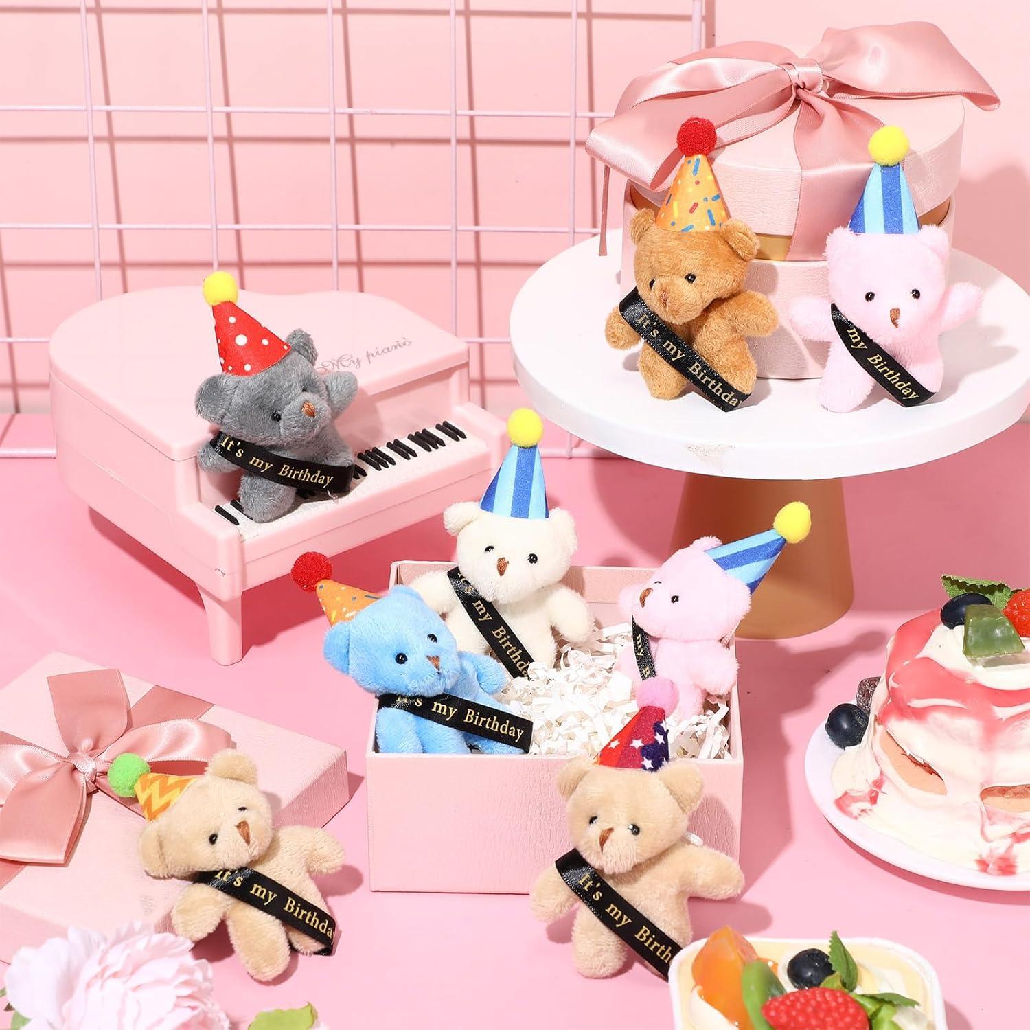 24 Ositos de Peluche Miniatura de Cumpleaños Blueweenly