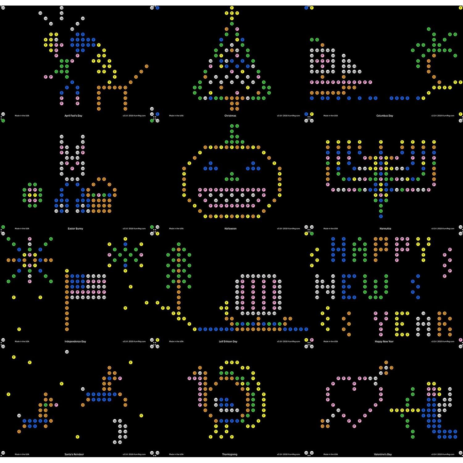 Plantillas de recarga IllumiPeg para Lite Brite Magic Screen - 12 diseños