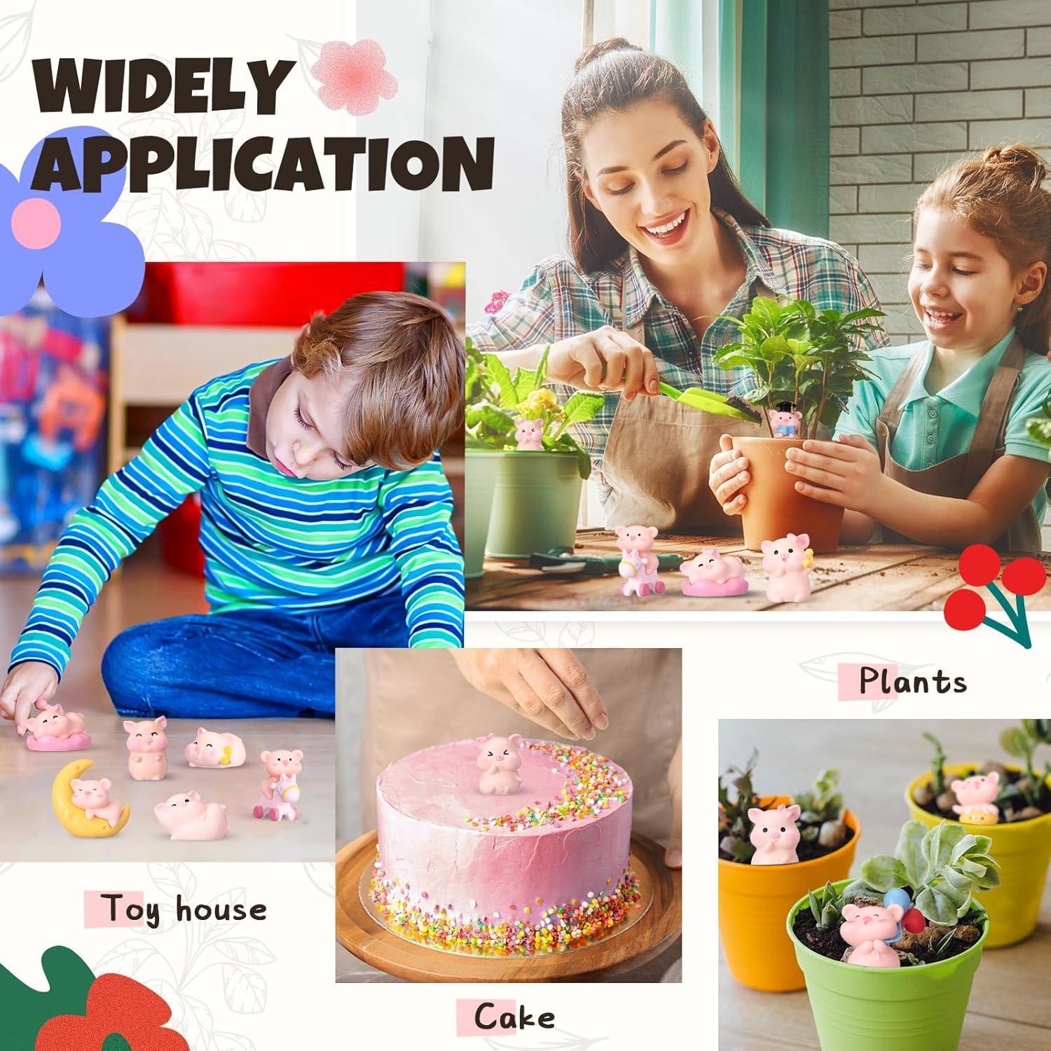 Set de 19 Figuritas Miniatura de Cerdo Rosa Leitee - Decoración