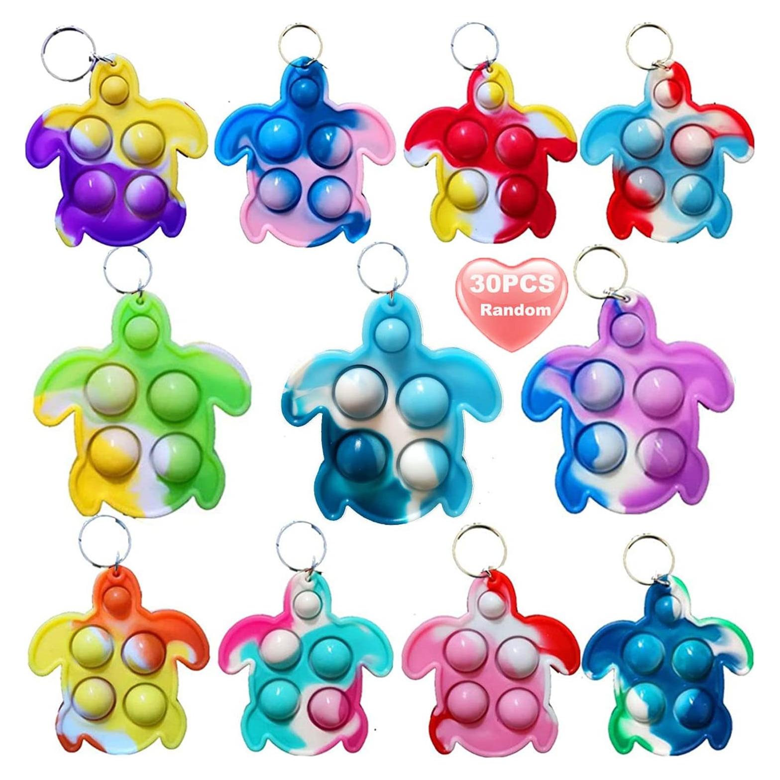 30 Paquetes Llaveros Antiestrés Tortuga Arcoíris Goodangie00