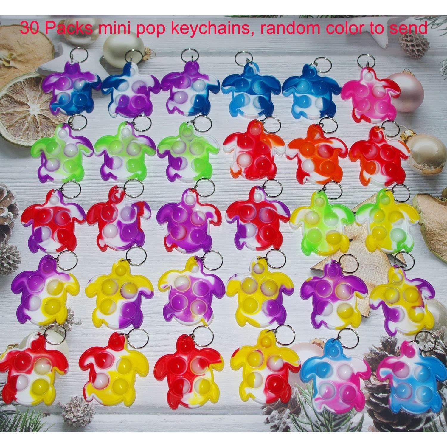 30 Paquetes Llaveros Antiestrés Tortuga Arcoíris Goodangie00