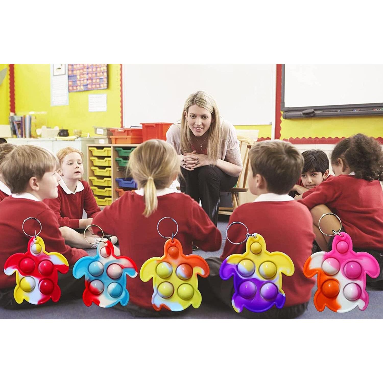 30 Paquetes Llaveros Antiestrés Tortuga Arcoíris Goodangie00