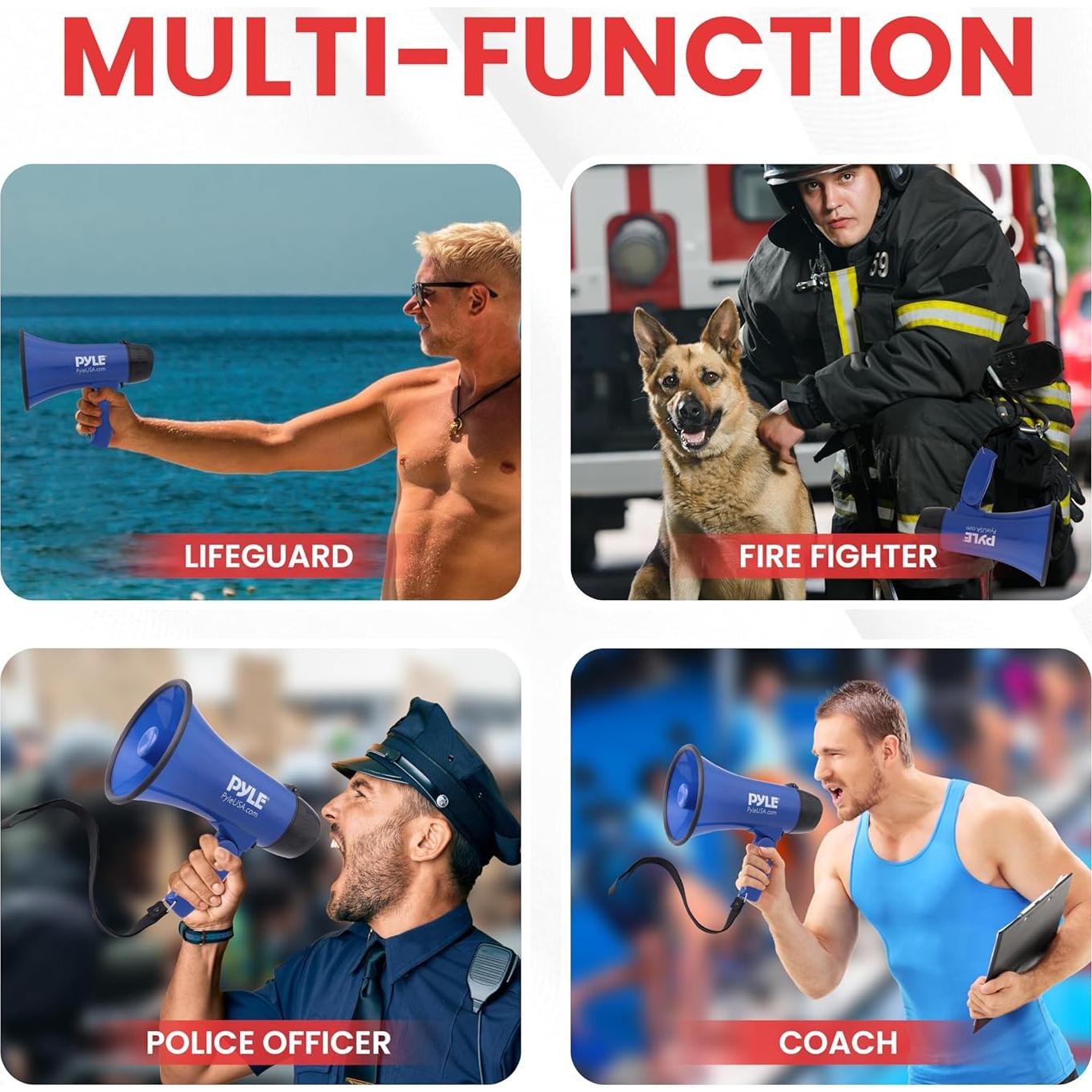 Megáfono Pyle PMP21BL Portátil 20W con Sirena y Micrófono