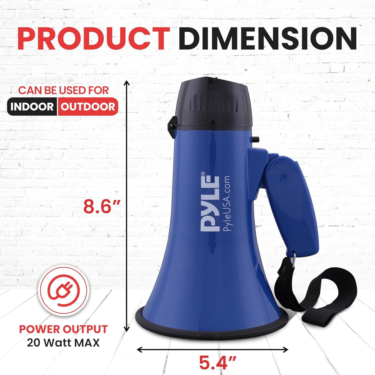 Megáfono Pyle PMP21BL Portátil 20W con Sirena y Micrófono