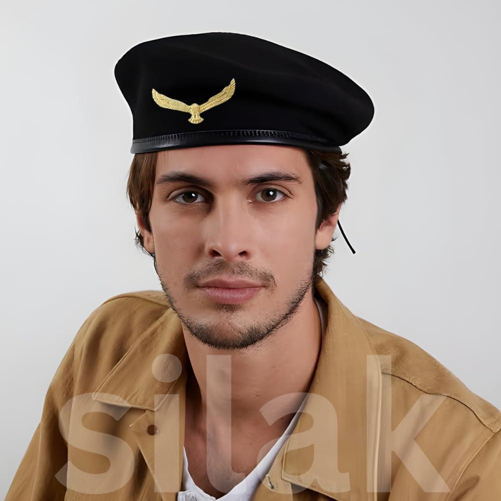 Gorra Boina Militar SILAK Azul Unisex de Lana Premium