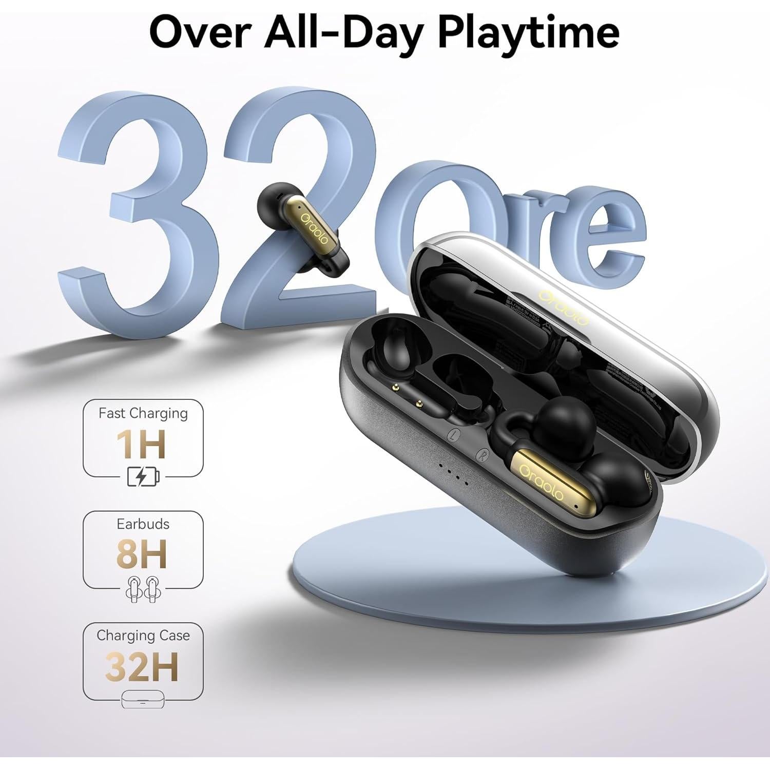 Auriculares Bluetooth Oraolo OE02, Impermeables IPX5, 32H