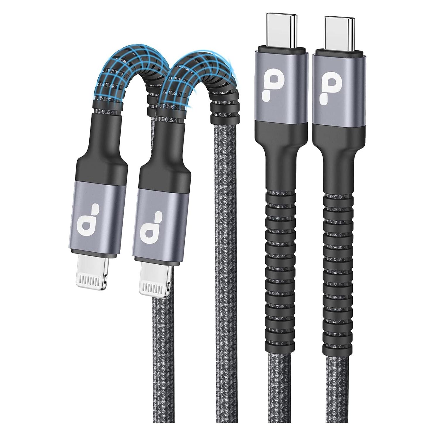 Cable USB C a Lightning PRAKIE 0.91m Carga Rápida MFi 2Pack