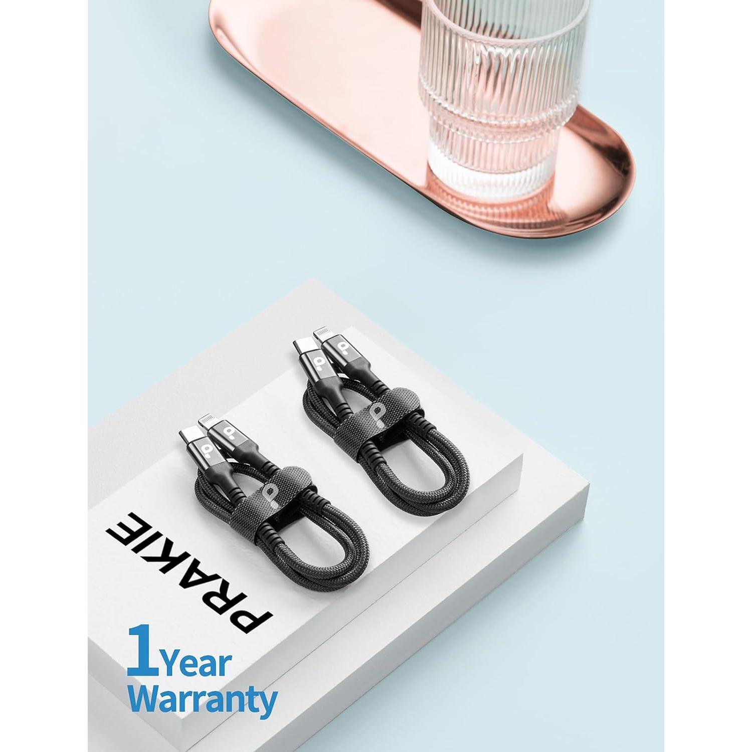 Cable USB C a Lightning PRAKIE 0.91m Carga Rápida MFi 2Pack