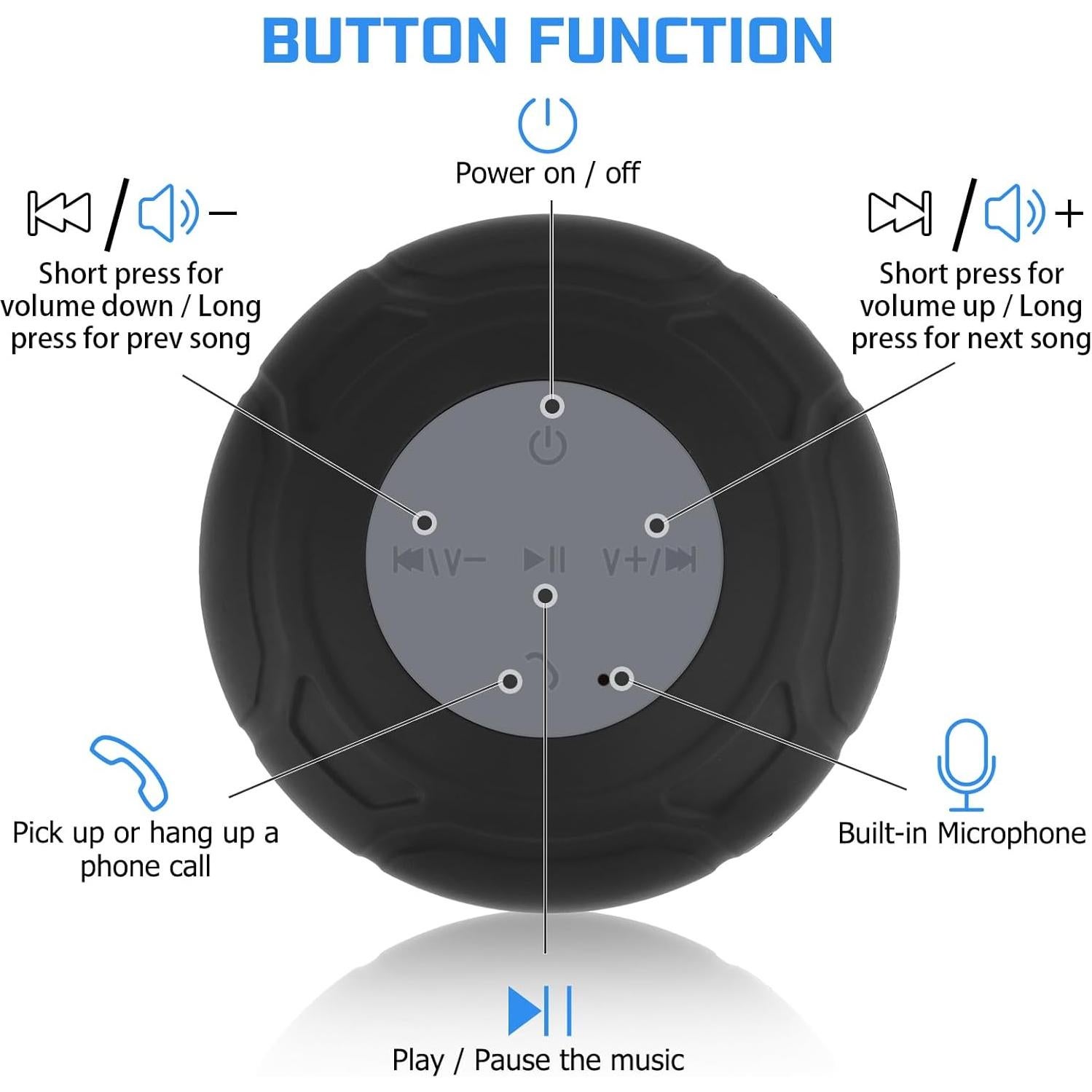 Altavoz Bluetooth Impermeable Annlend BTS200 con Ventosa - Negro
