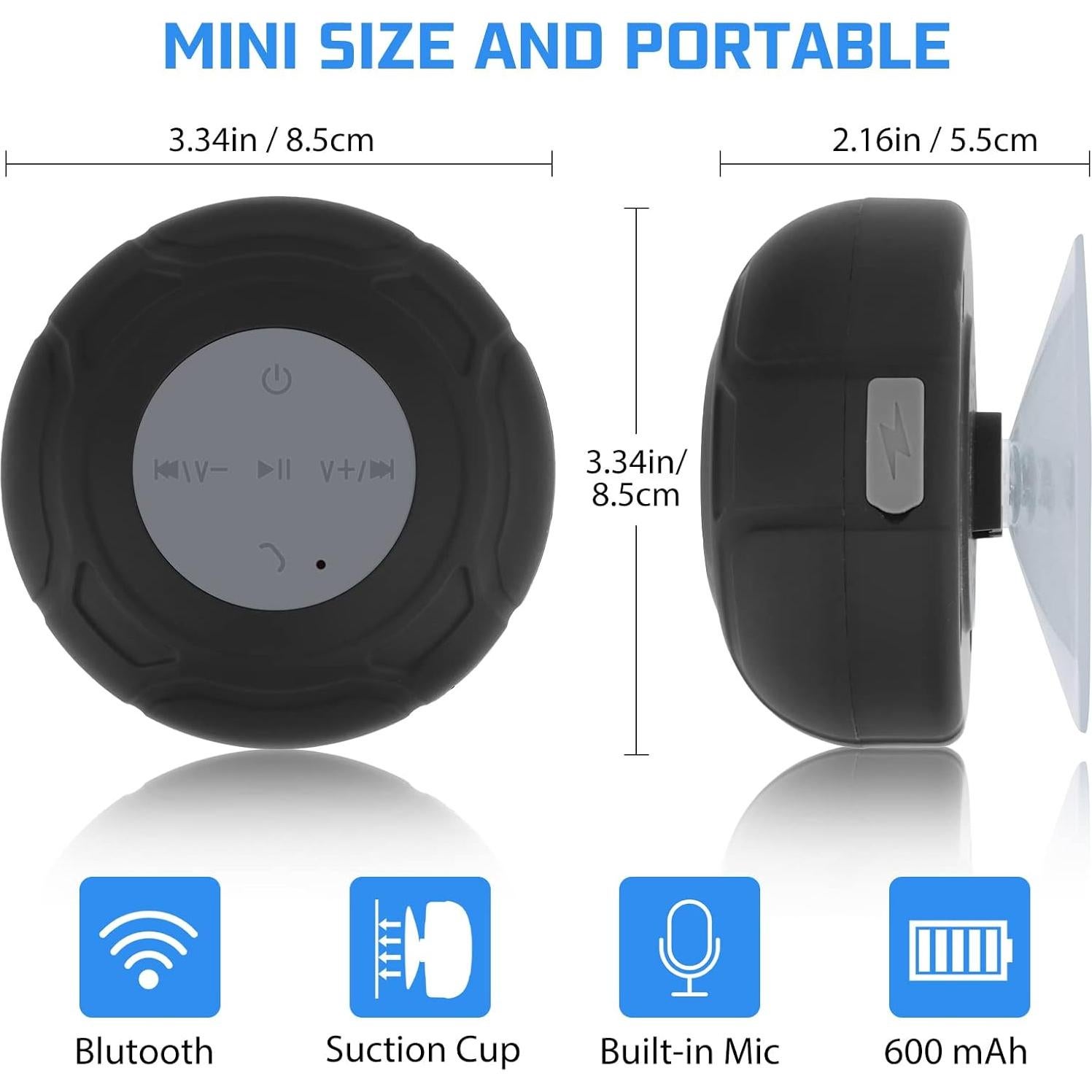 Altavoz Bluetooth Impermeable Annlend BTS200 con Ventosa - Negro