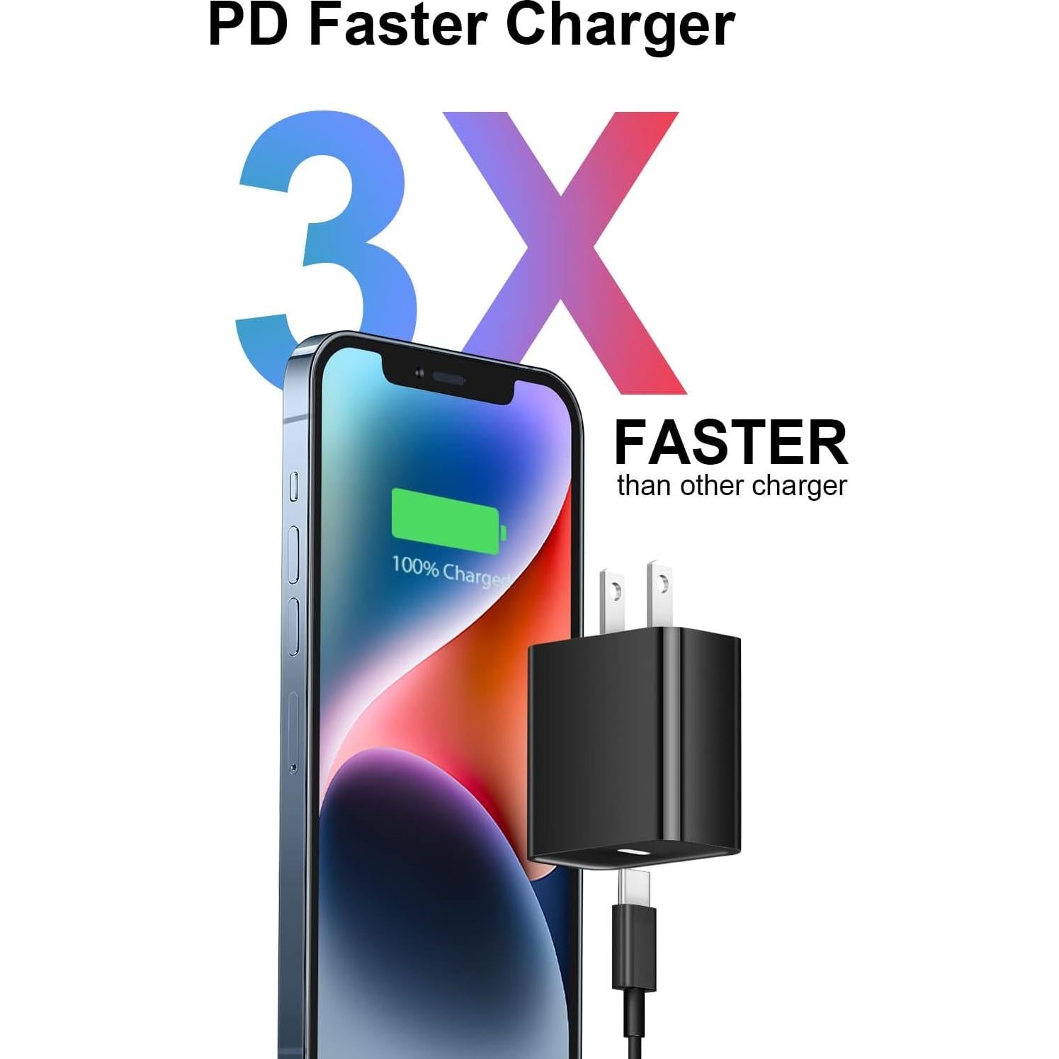 Cargador Rápido USB-C 20W Coreykin para iPhone 14/13/12 - Negro