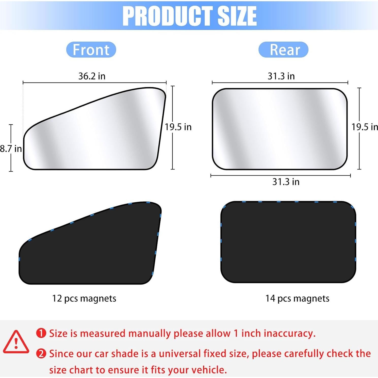 Cortinas de Ventana para Auto ZATOOTO 4 Pack Plata Brillante