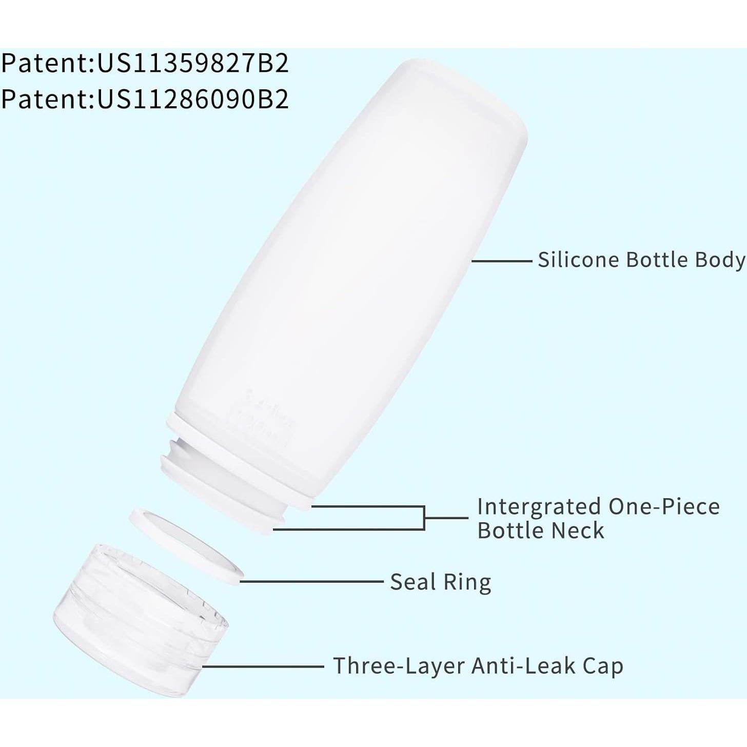 Set de 4 Botellas de Silicona para Viaje 100ml Craftend TSA