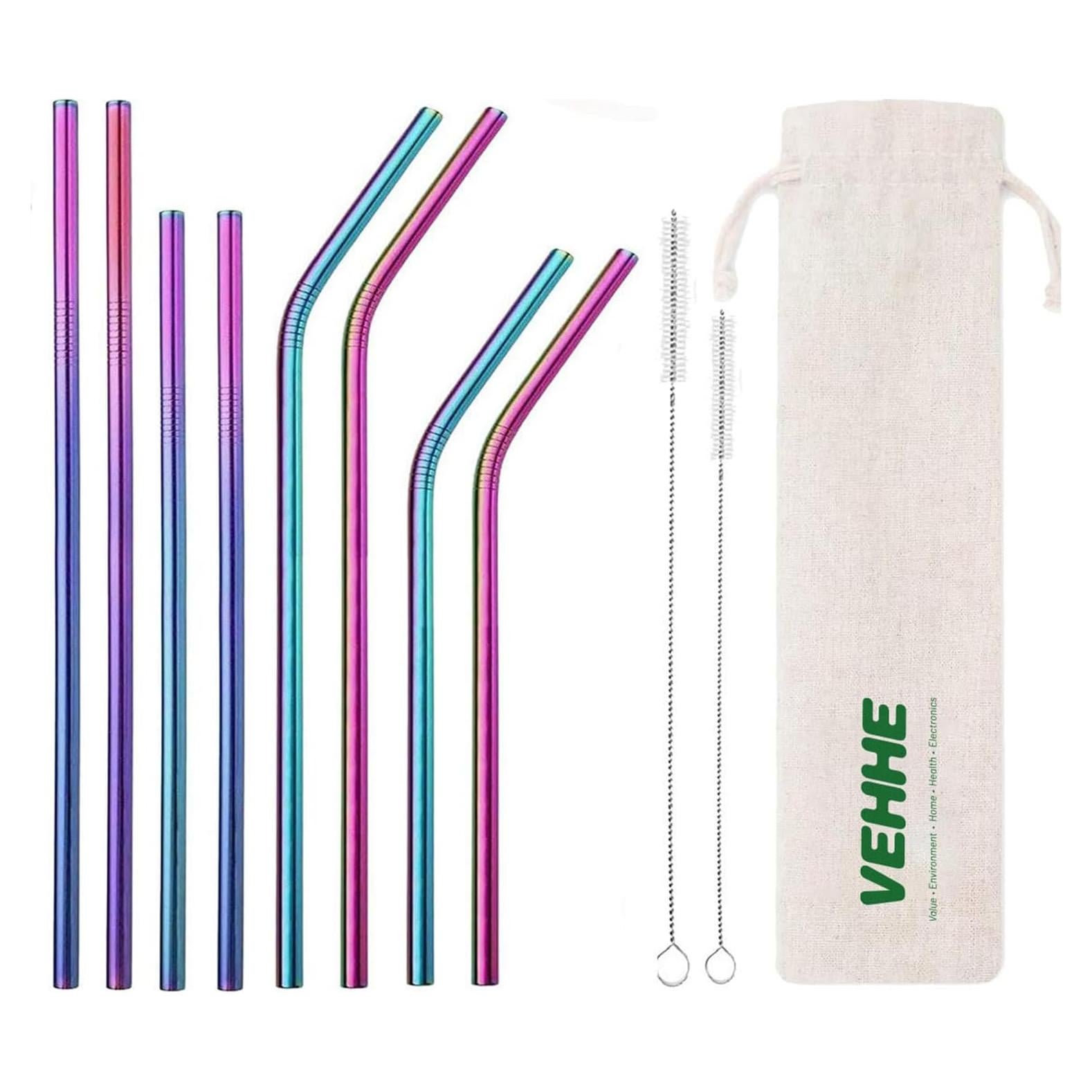 Pajitas Reutilizables VEHHE Acero Inoxidable 21.6 y 26.7 cm