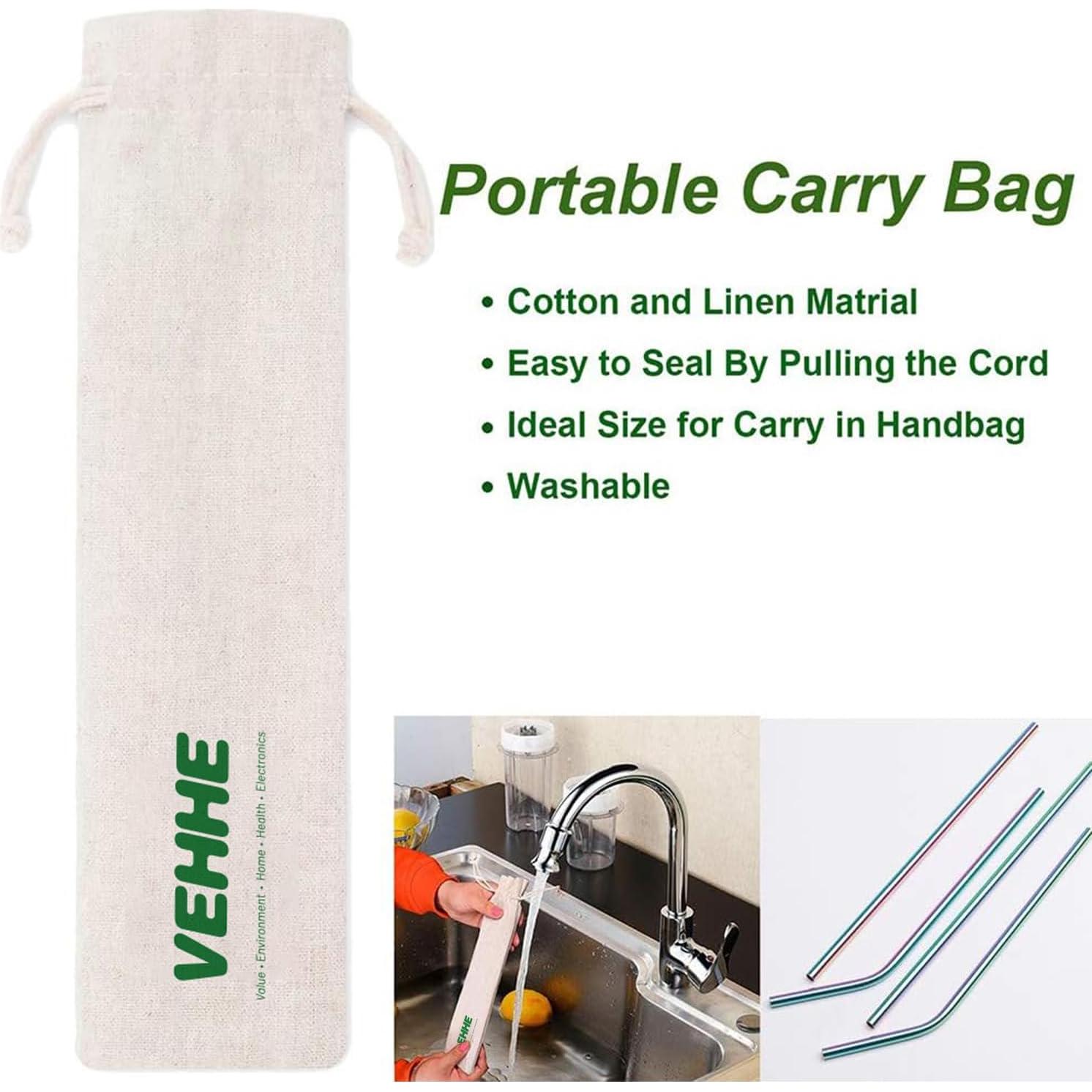 Pajitas Reutilizables VEHHE Acero Inoxidable 21.6 y 26.7 cm