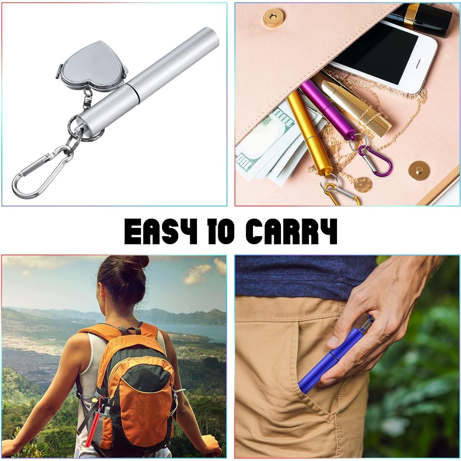 Popotes Reutilizables Zubebe 8 Pcs Acero Inoxidable Plegables