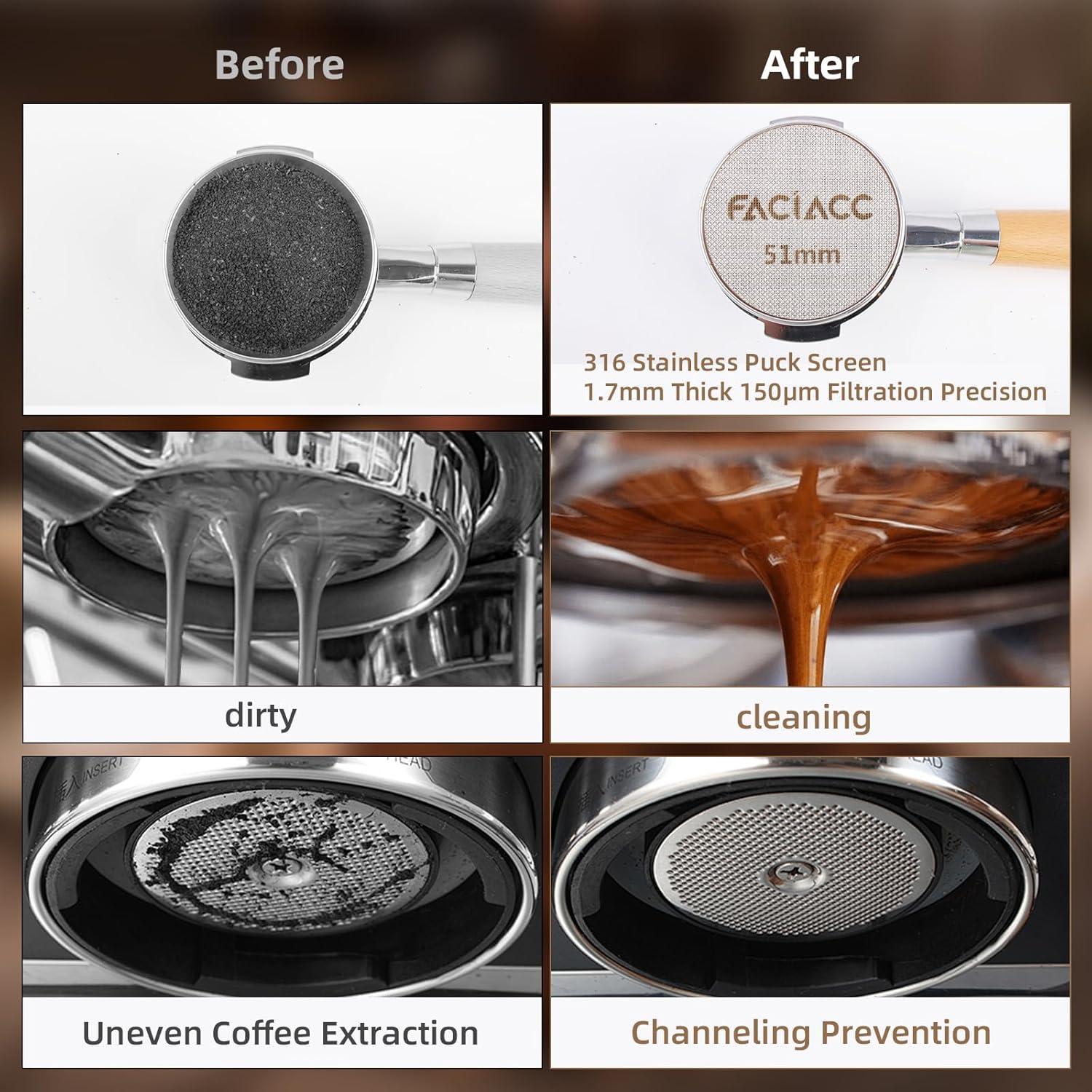 Kit de Accesorios para Espresso FACIACC 51mm - WDT, Embudo, Pantalla