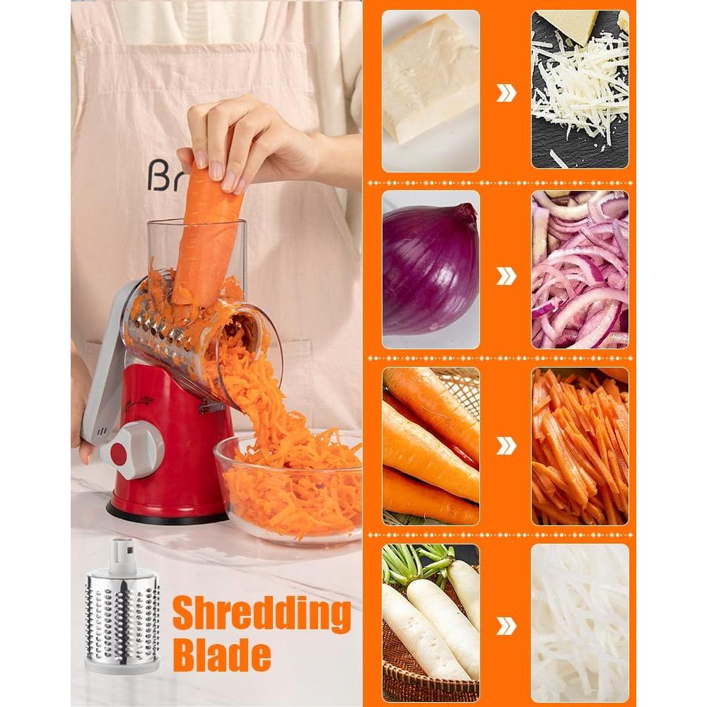 Rallador de Queso Rotary Brigii VC10 con 3 Cuchillas de Acero Inoxidable