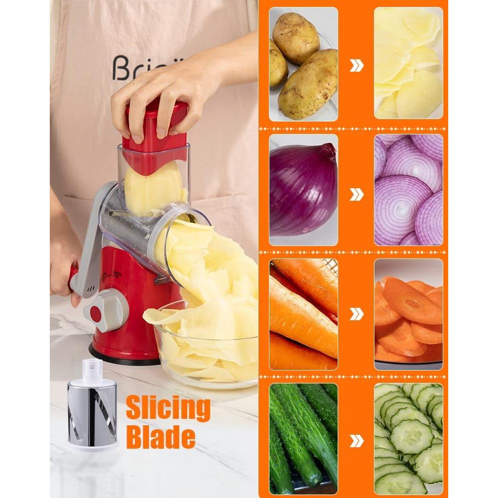 Rallador de Queso Rotary Brigii VC10 con 3 Cuchillas de Acero Inoxidable