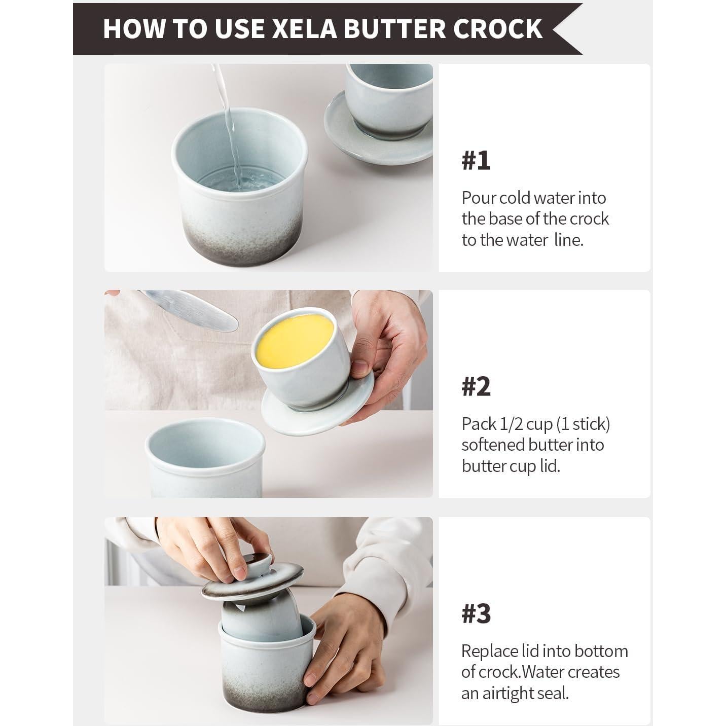 Crock de Mantequilla XELA Cerámica Gris Gradiente 170g