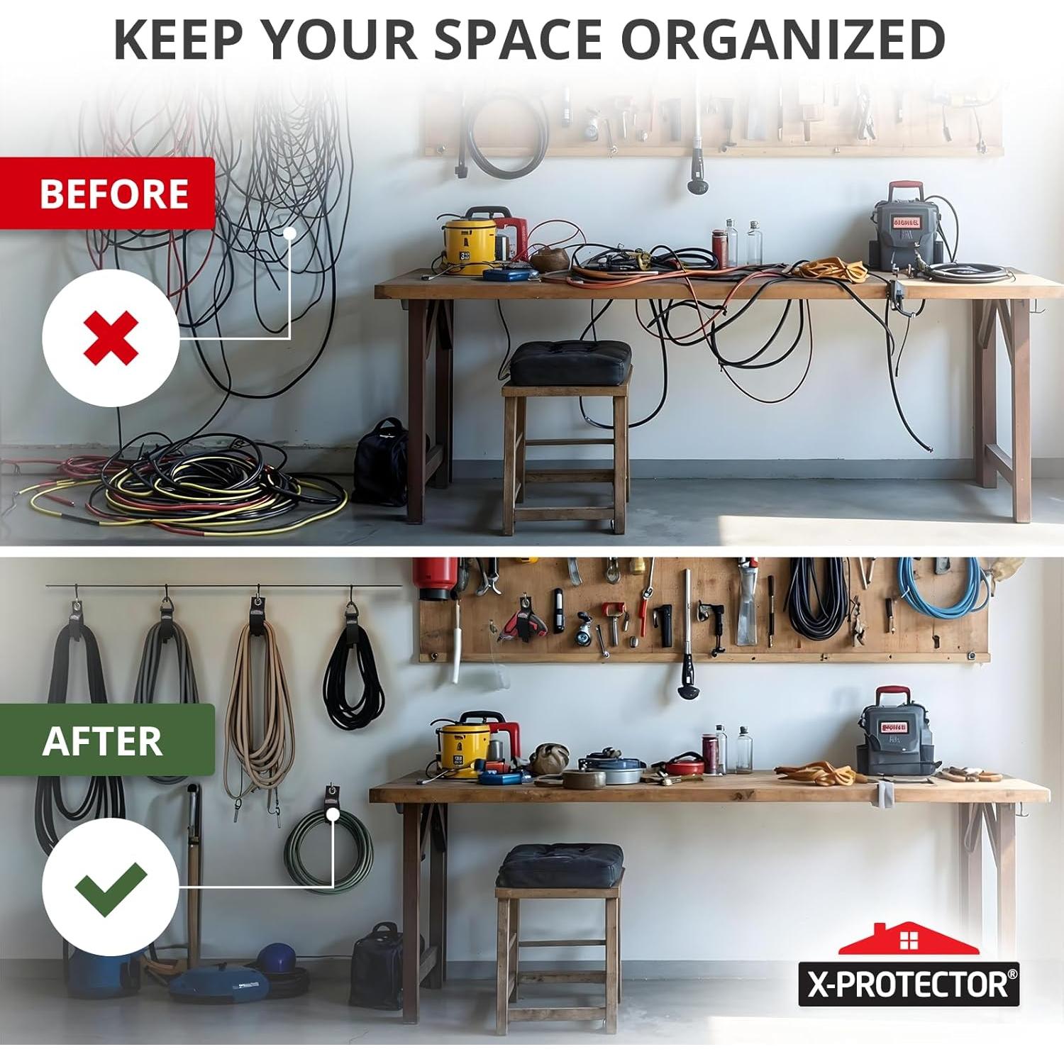 Correas de Almacenamiento X-Protector - Paquete de 3 - Soporte de Cable para Garaje