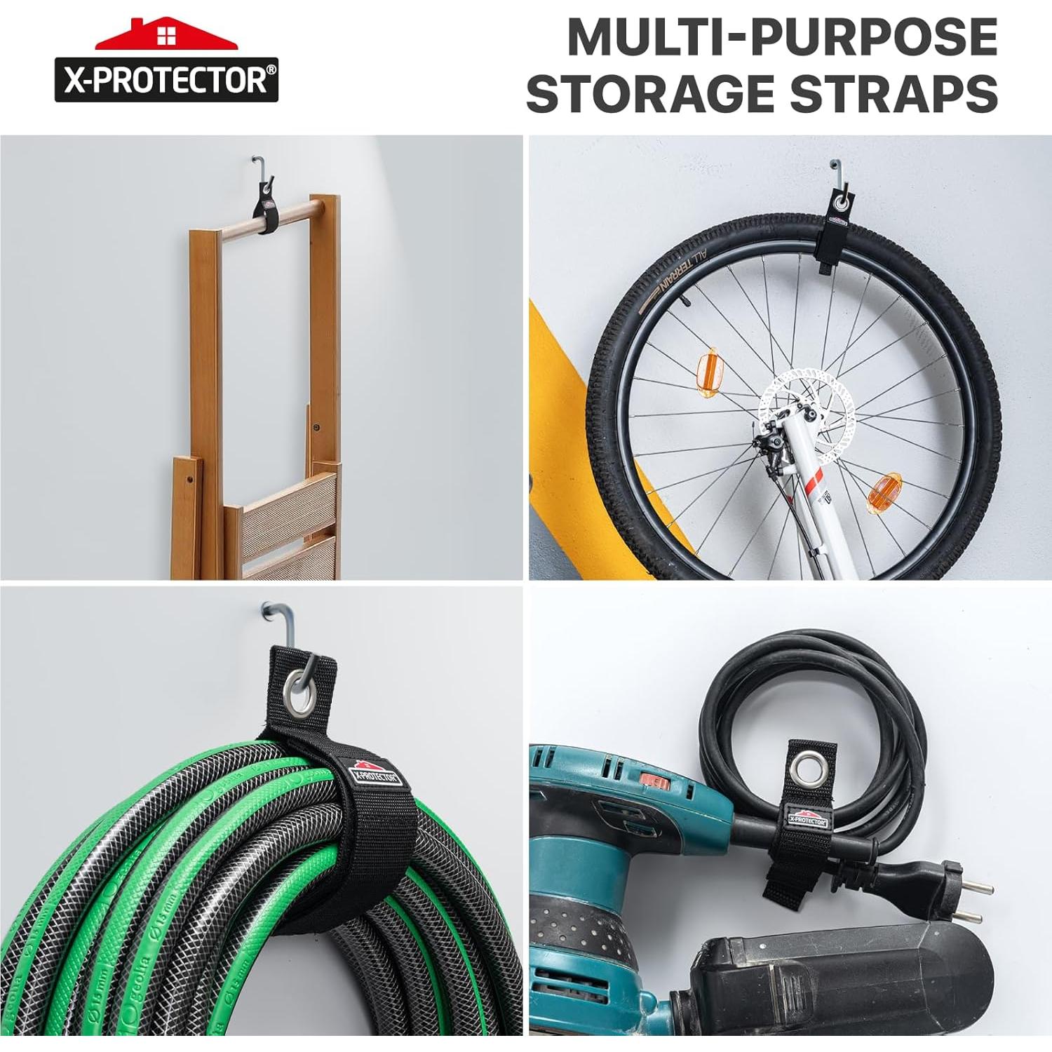 Correas de Almacenamiento X-Protector - Paquete de 3 - Soporte de Cable para Garaje