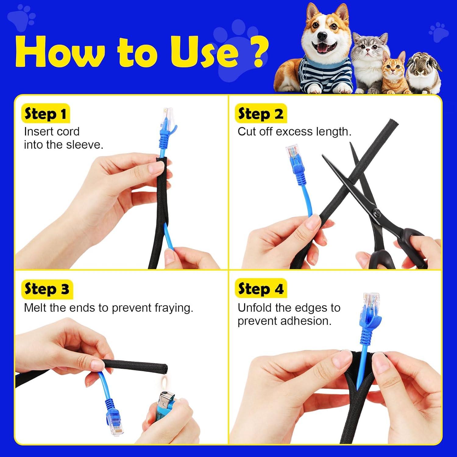 Protector de Cables para Mascotas UOMTFAI 1.27cm x 3.05m Negro