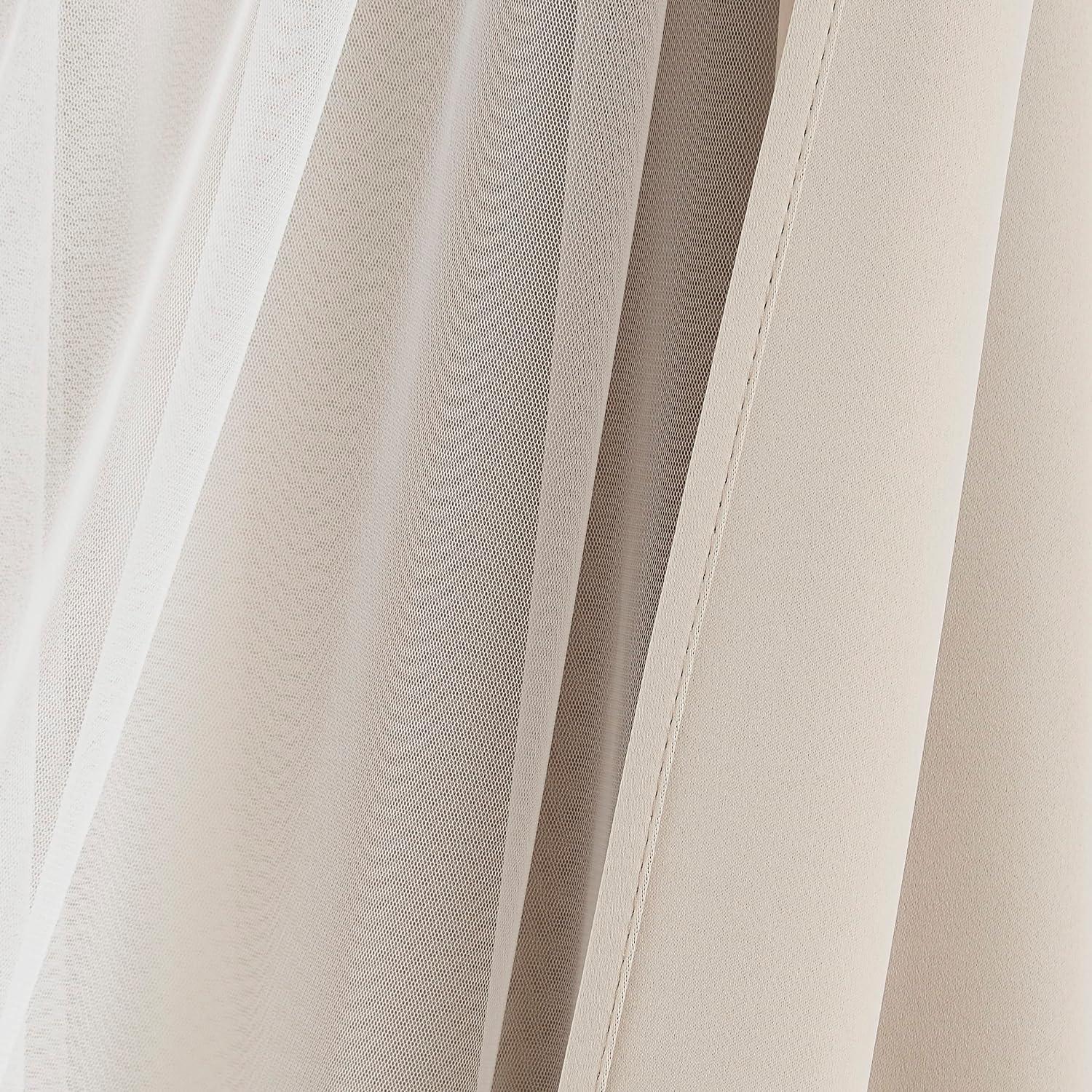 Cortinas Beige Blackout Bujasso 94x160 cm Doble Capa x2